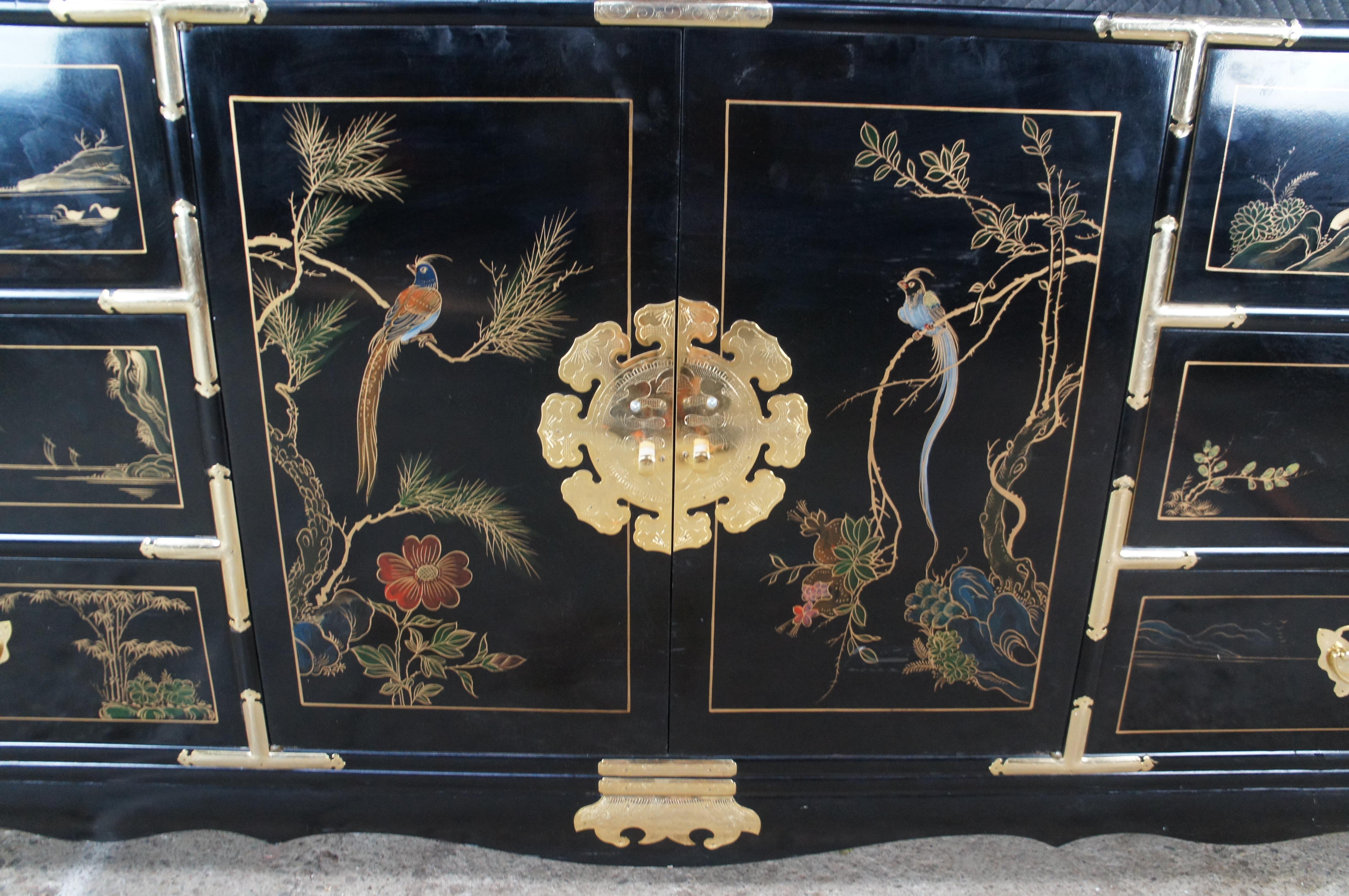 Vintage Tansu Style Chinoiserie Lowboy Credenza Buffet Dresser Sideboard Cabinet en venta 2