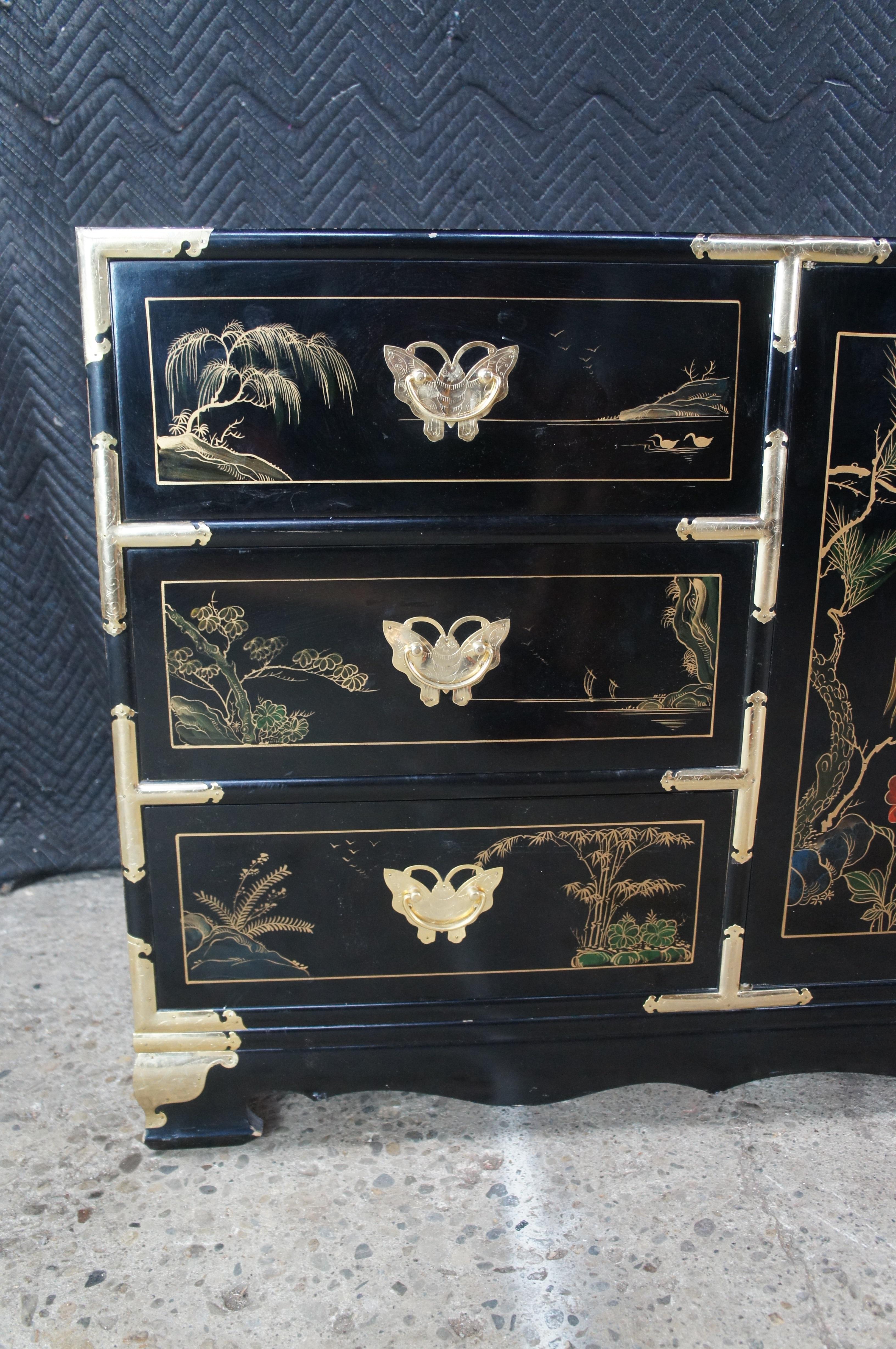 Vintage Tansu Style Chinoiserie Lowboy Credenza Buffet Dresser Sideboard Cabinet en venta 3