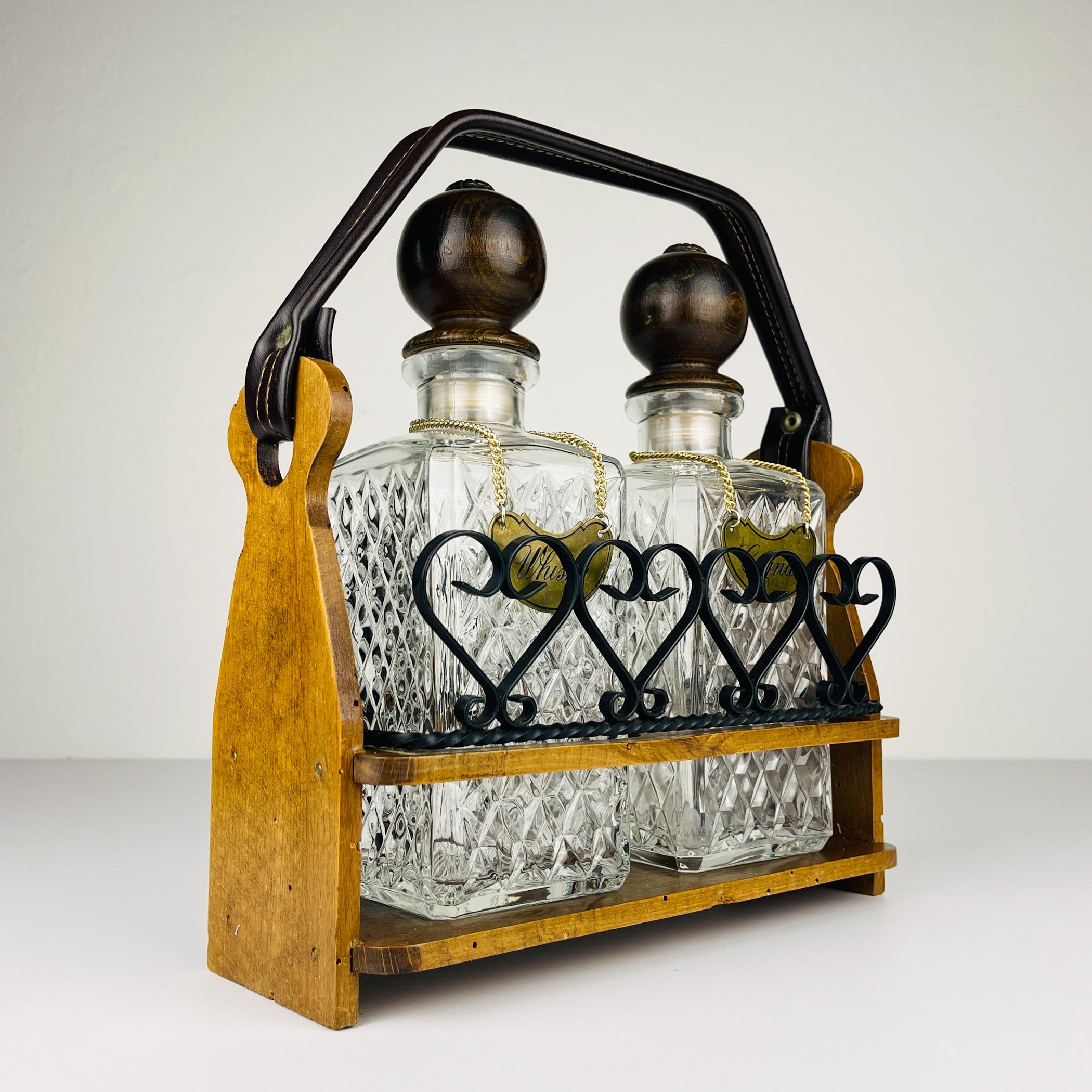 Mid-Century Modern Vintage Tantalus Decanter Cognac and Whisky, Italy, 1960s For Sale