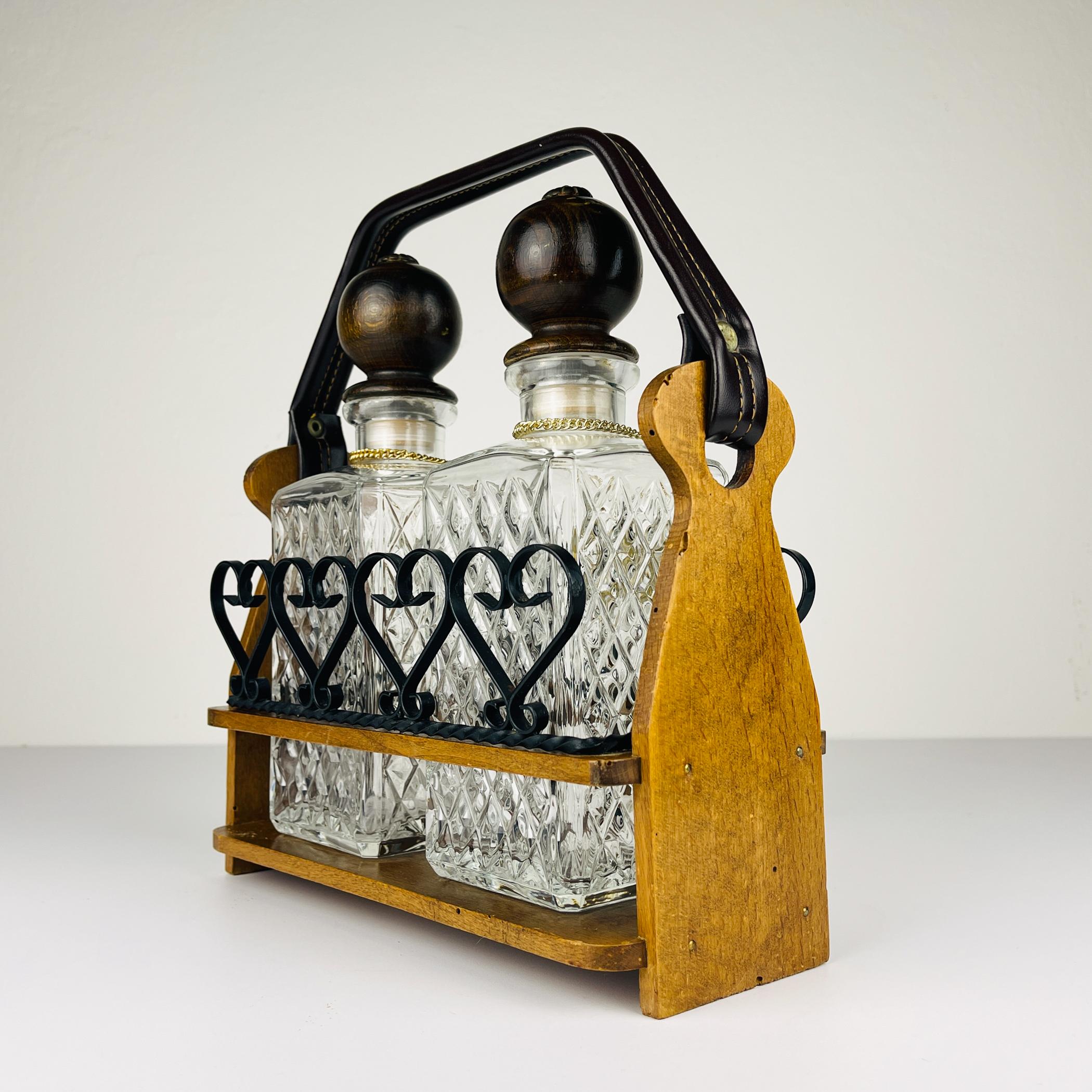 Italian Vintage Tantalus Decanter Cognac and Whisky, Italy, 1960s For Sale