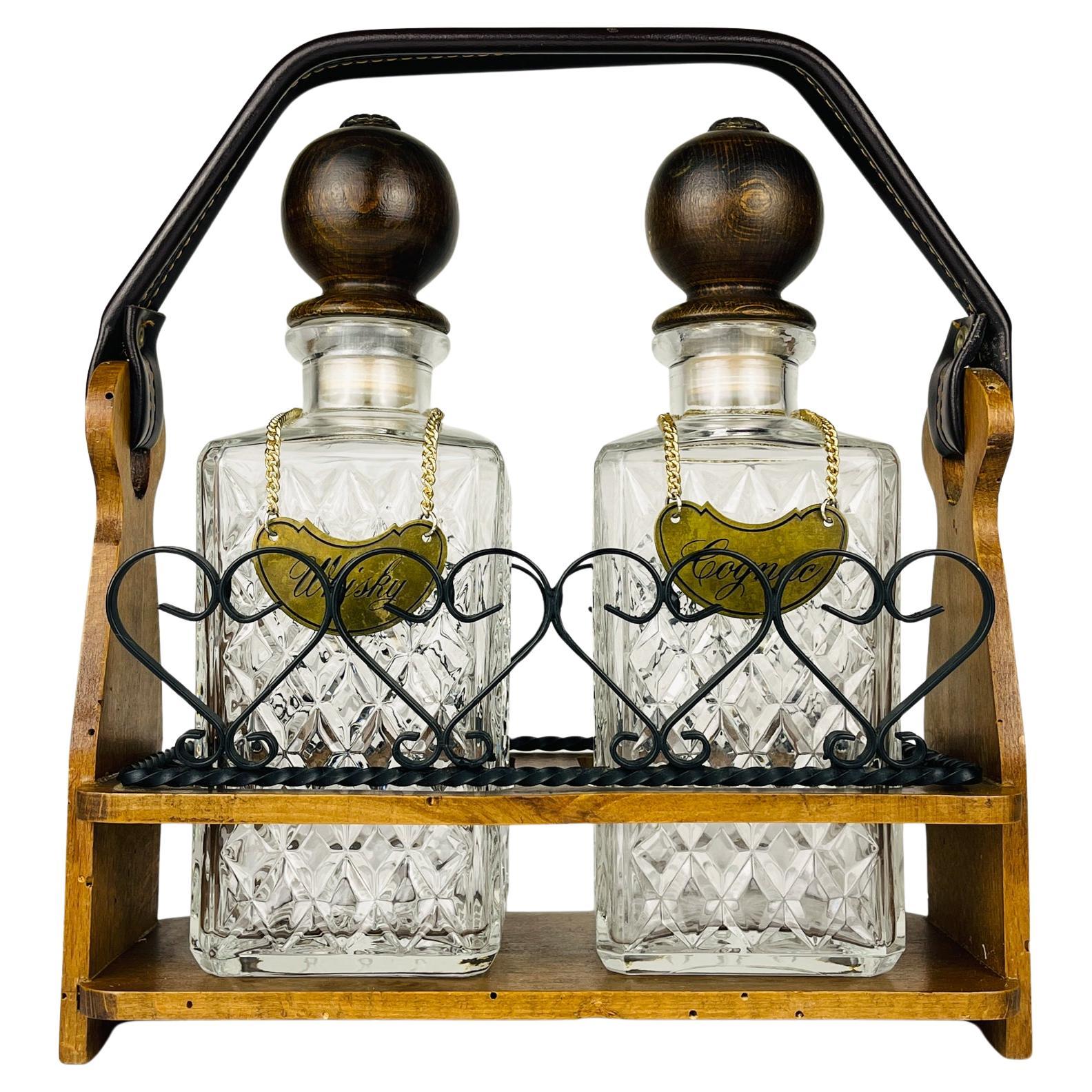 Vintage Tantalus Decanter Cognac and Whisky, Italy, 1960s For Sale