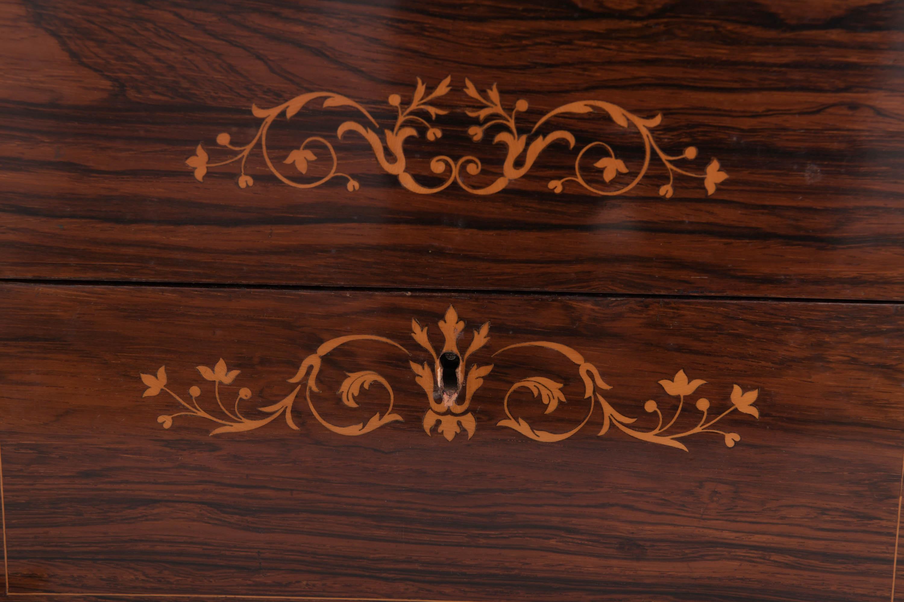 Inlay Vintage Tantalus in Inlaid Rosewood Box, circa 1840-50