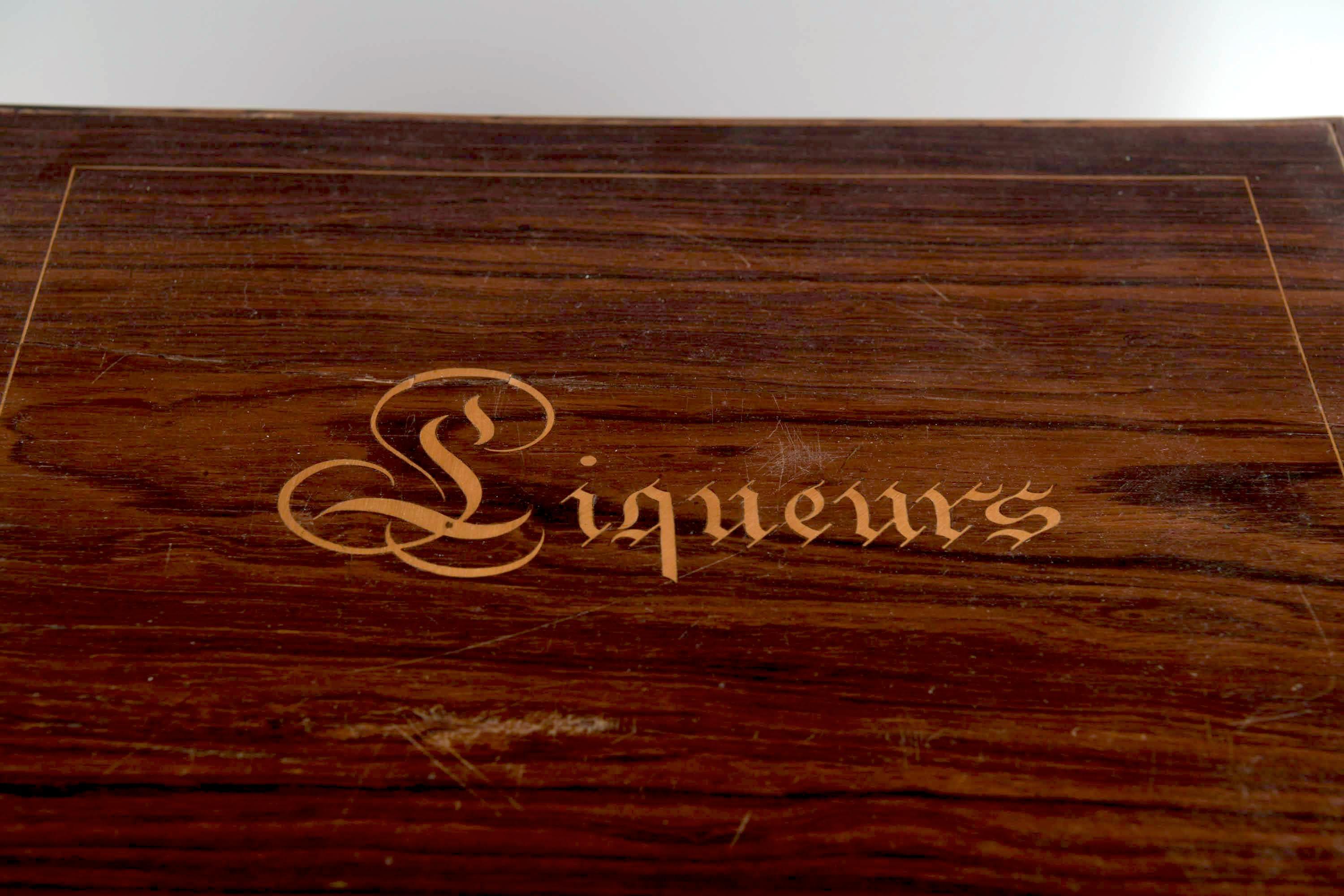 Vintage Tantalus in Inlaid Rosewood Box, circa 1840-50 1
