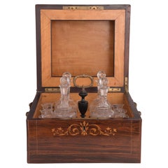 Antique Tantalus in Inlaid Rosewood Box, circa 1840-50