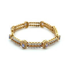 Vintage Tanzanite and Diamond 2-Tone Gold Station Link Bracelet