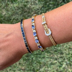 Vintage Tanzanite and Diamond Bracelet in 18k Yellow Gold