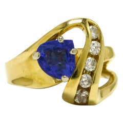 Estate Trillion Cut Tanzanite Diamond Cocktail Ring