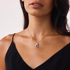Vintage tanzanite diamond 18k white gold pendant necklace