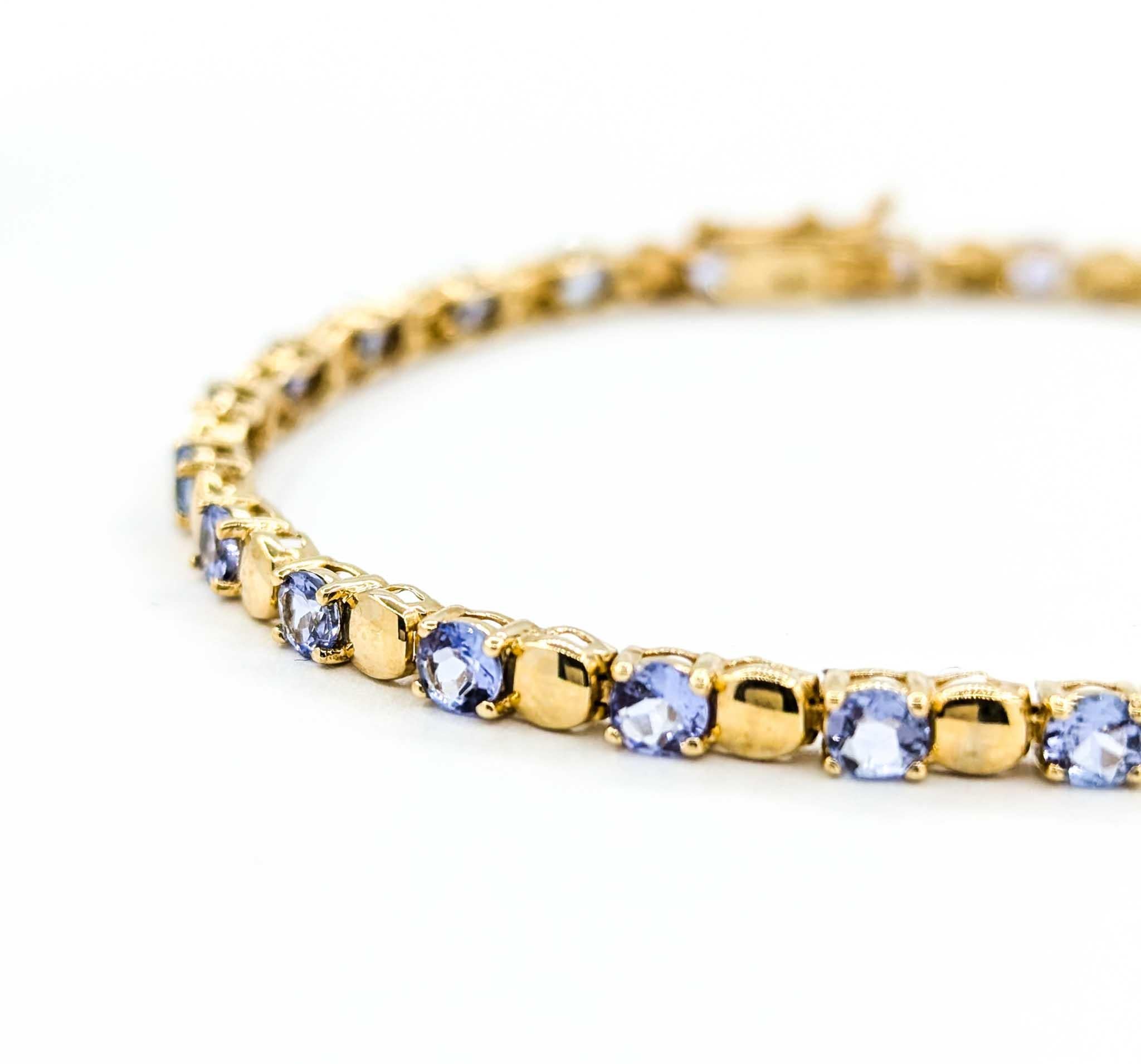 Oval Cut Vintage Tanzanite Line Bracelet in Yellow Gold