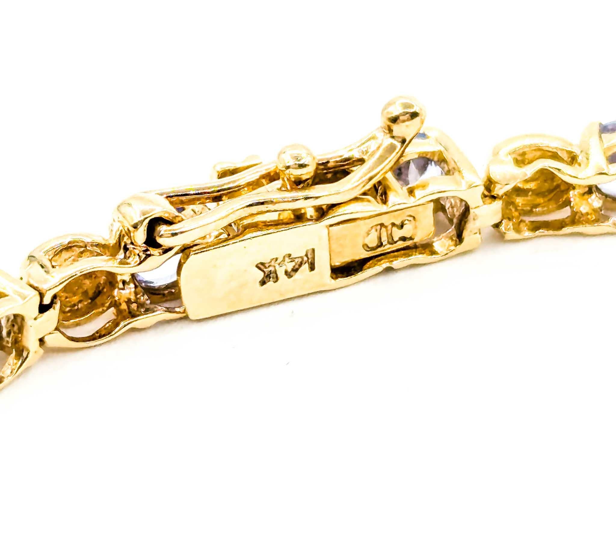 Women's Vintage Tanzanite Line Bracelet in Yellow Gold