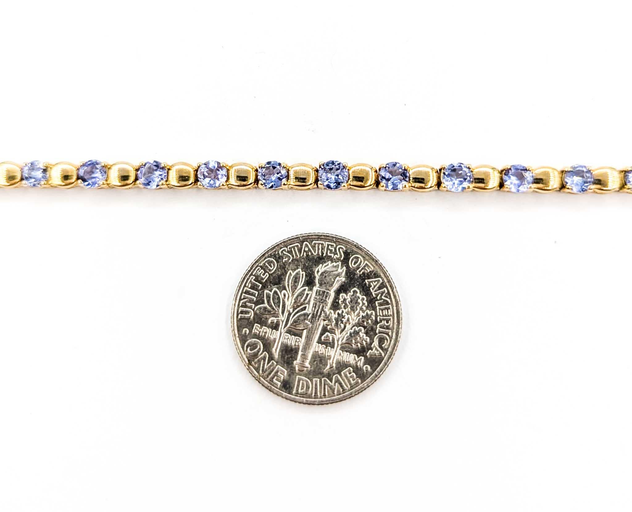 Vintage Tanzanite Line Bracelet in Yellow Gold 4