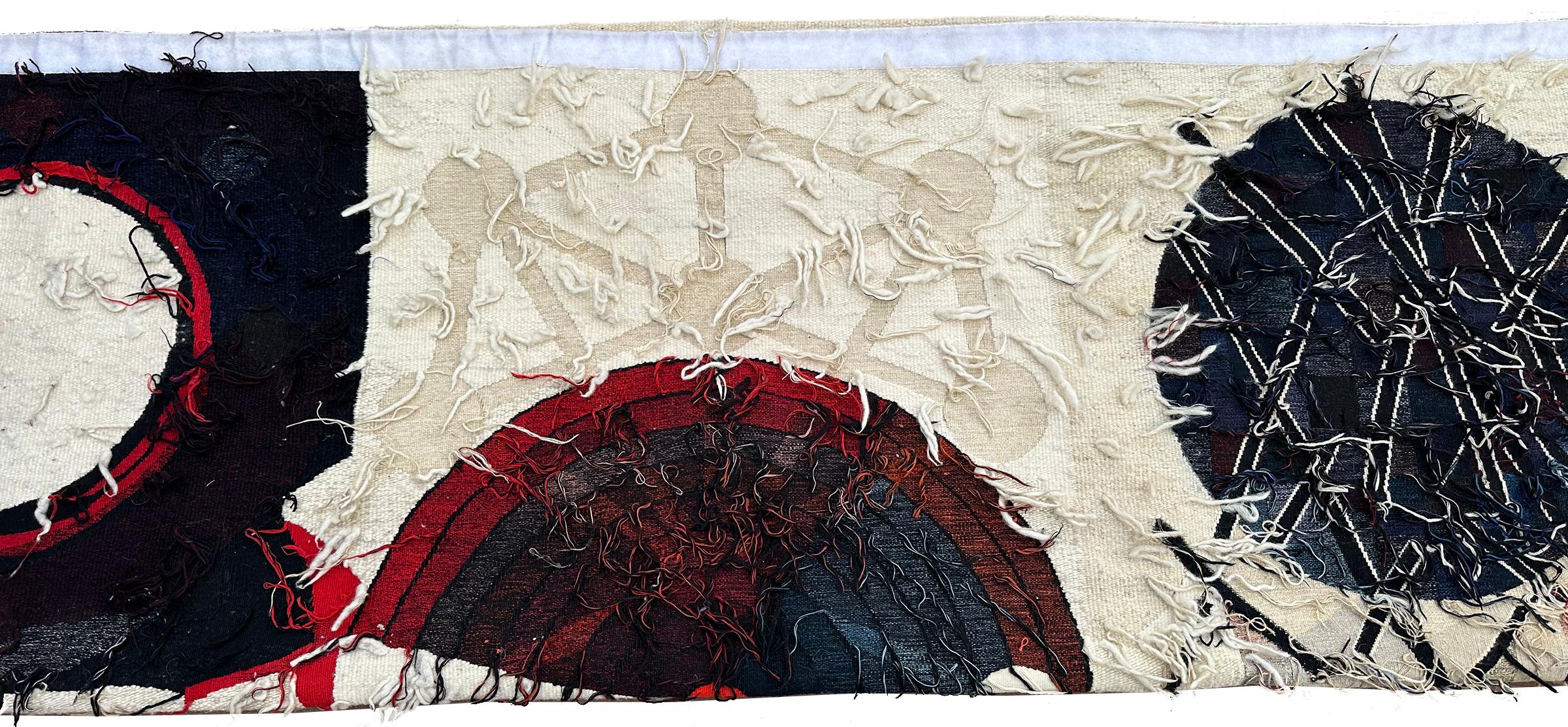 Vintage Wandteppich Jugendstil Abstrakt 5x8 Teppich Aubusson 152cmx244cm Signiert C.1985 im Angebot 6