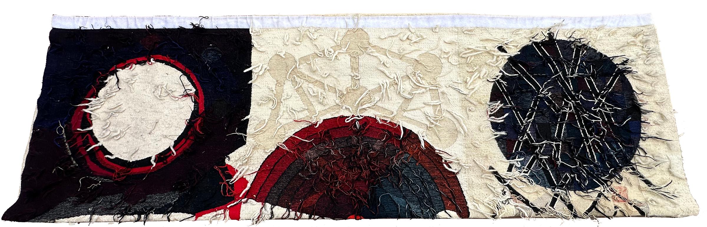 Vintage Wandteppich Jugendstil Abstrakt 5x8 Teppich Aubusson 152cmx244cm Signiert C.1985 im Angebot 7