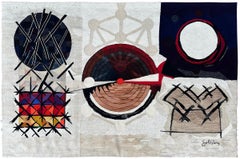 Vintage Tapestry Art Nouveau Abstract 5x8 Rug Aubusson 152cmx244cm Signed C.1985