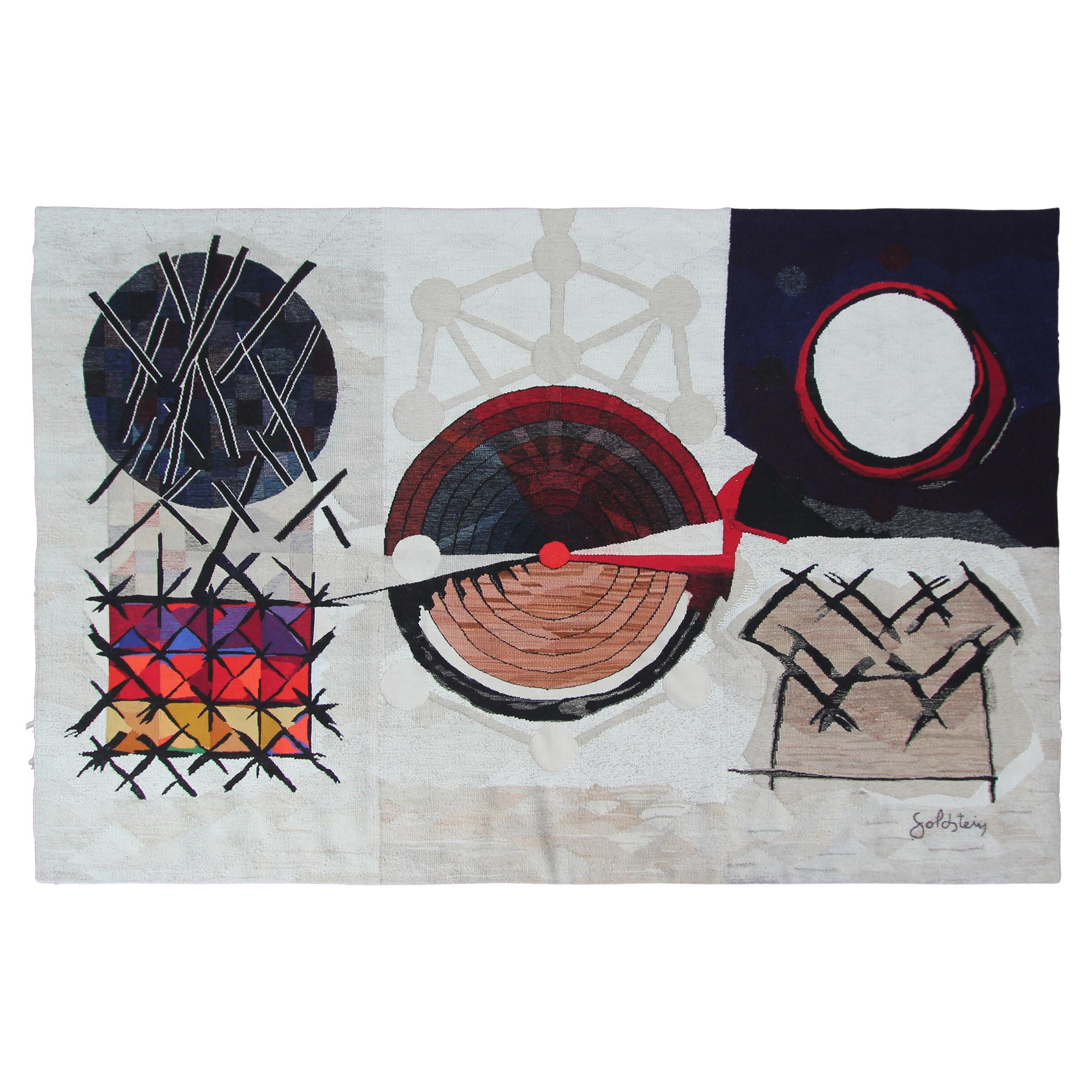 Vintage Tapisserie Art Nouveau Abstract 5x8 Rug Aubusson 152cmx244cm Signed C.1985