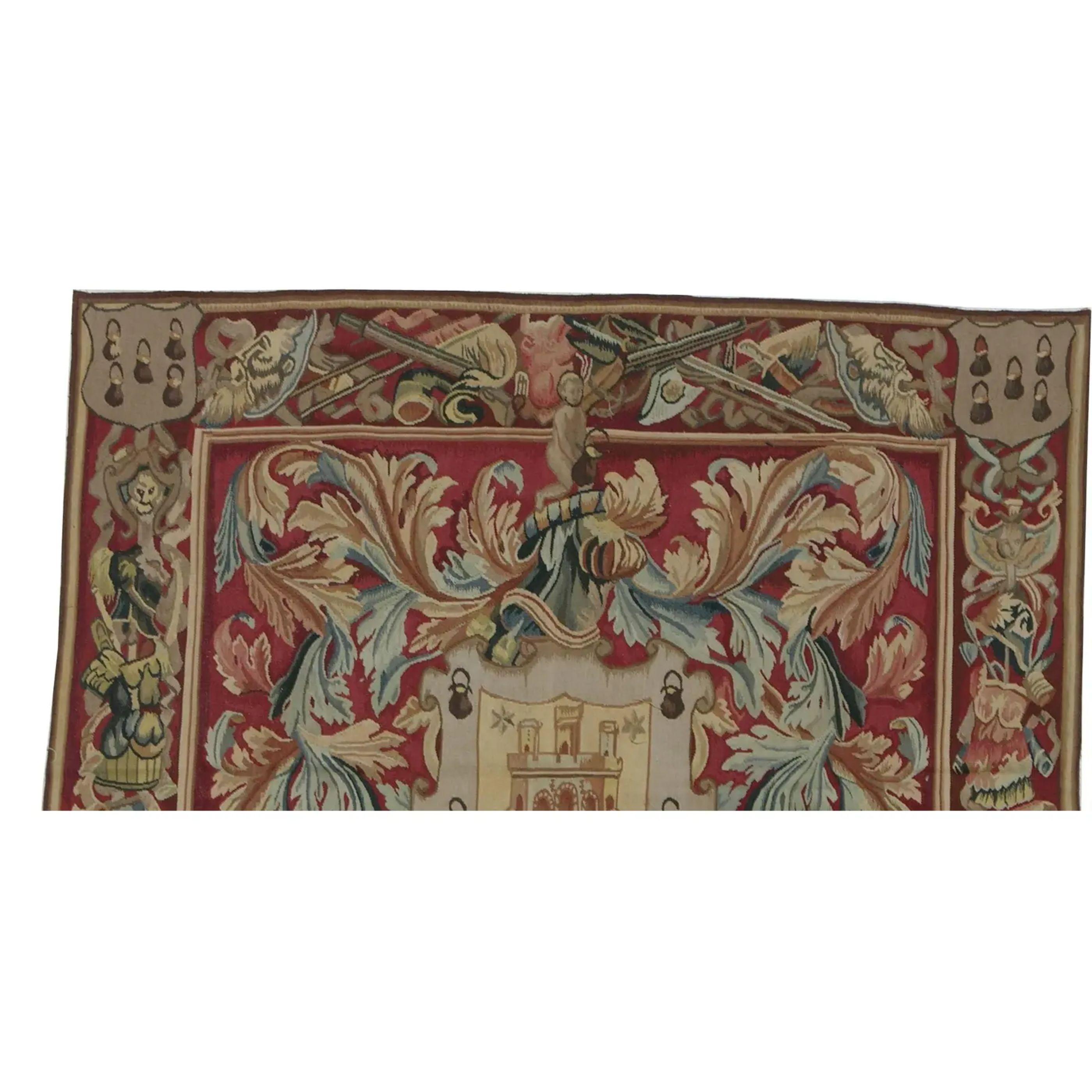 Unknown Vintage Tapestry Ddepicting Royal Emblem 3.8X3.9 For Sale