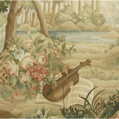 Vintage Tapestry Depicting a Cello 6.0X5.5
