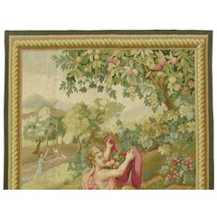 Vintage Tapestry Depicting a Family Gardening 5'7" X 5'3"