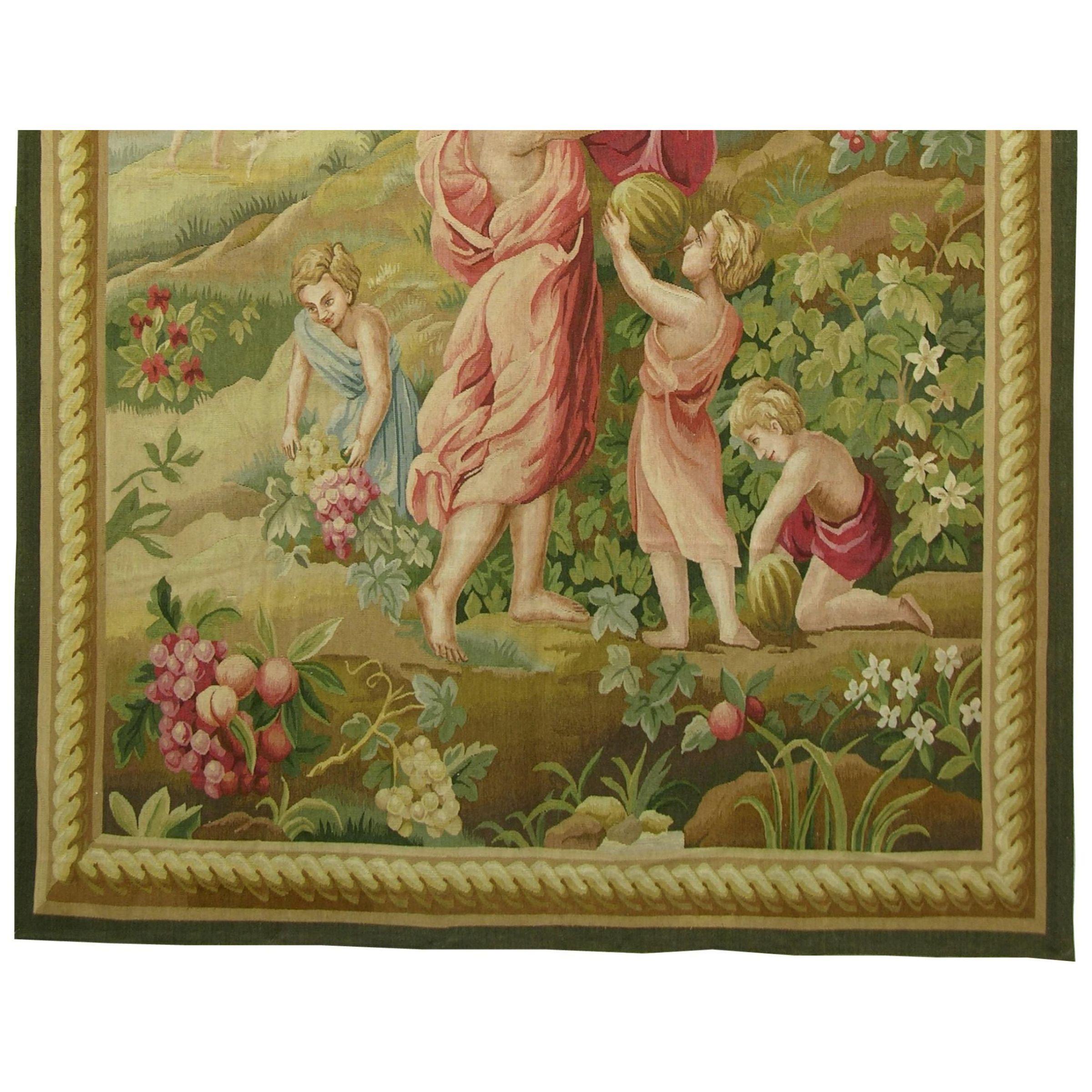 Other Vintage Tapestry Depicting a Family Gardening 5'7