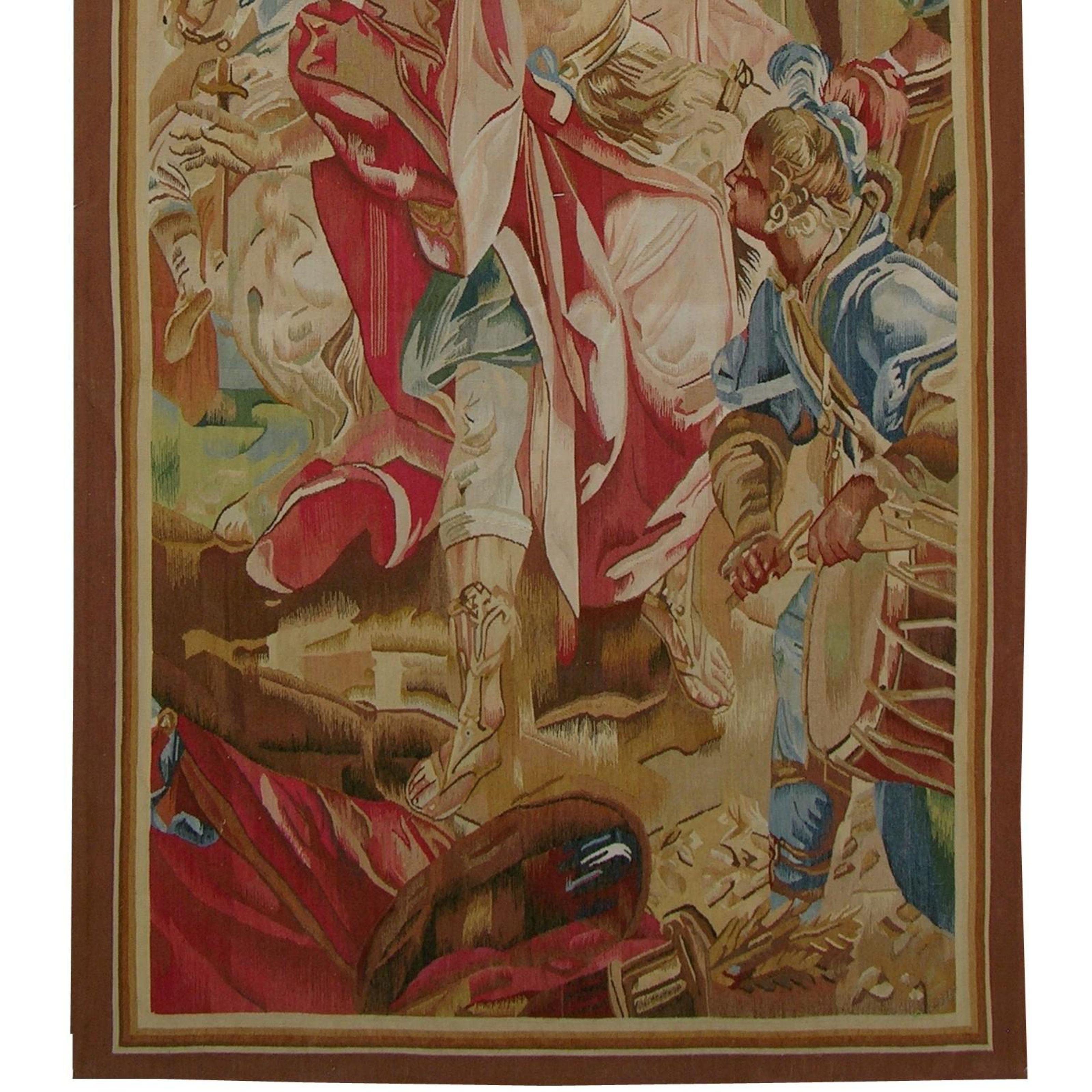 Unknown Vintage Tapestry Depicting a Gladiator in Action 8' X 3'6
