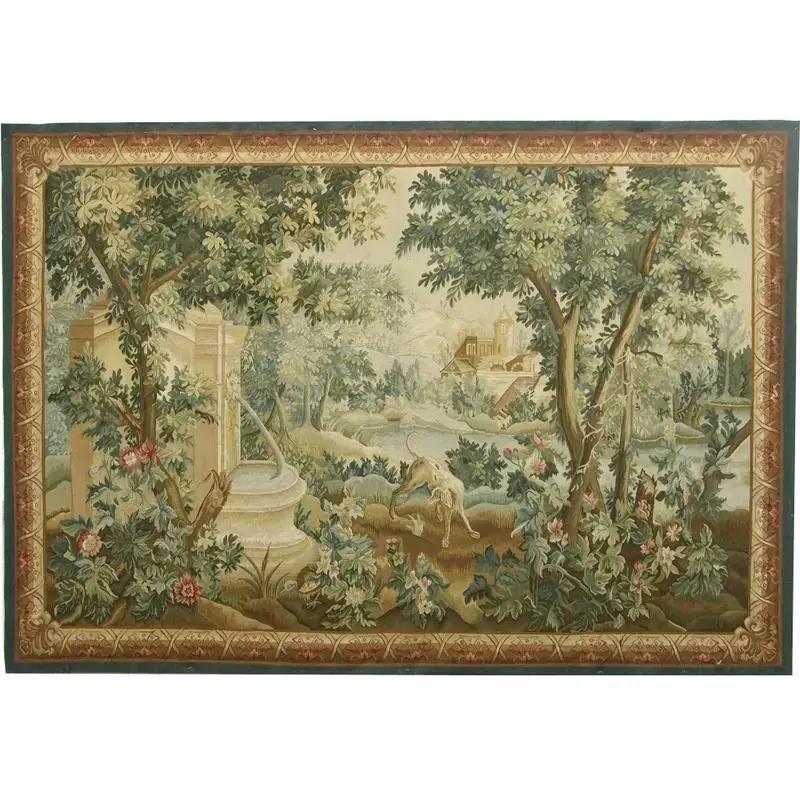 Vintage Tapestry Depicting a Hidden Garden 7.5X5 In Good Condition In Los Angeles, US