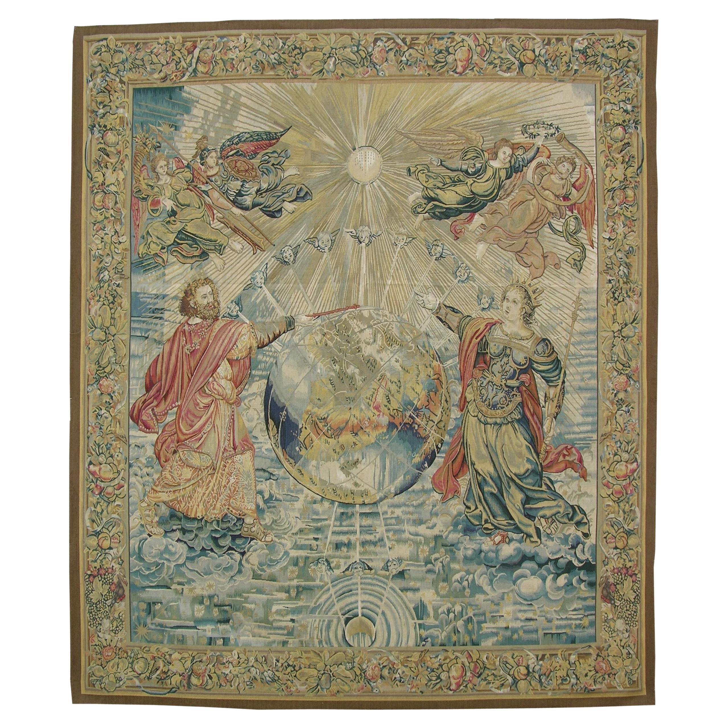 Vintage Wandteppich, der eine königliche Zeremonie darstellt 7' X 8' im Angebot