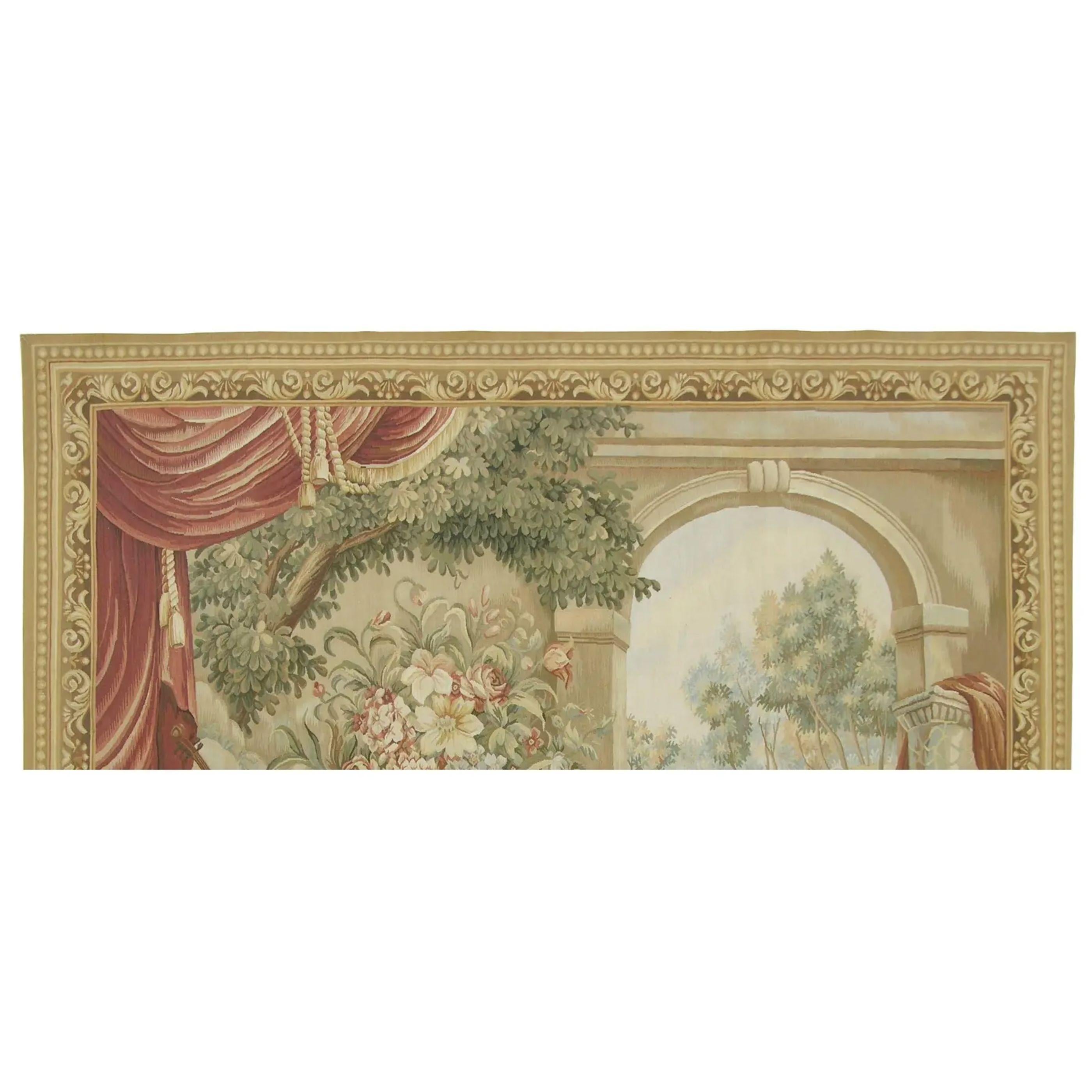 Vintage Wandteppich, der ein königliches Musikzimmer darstellt 6.10X5.8 (Empire) im Angebot
