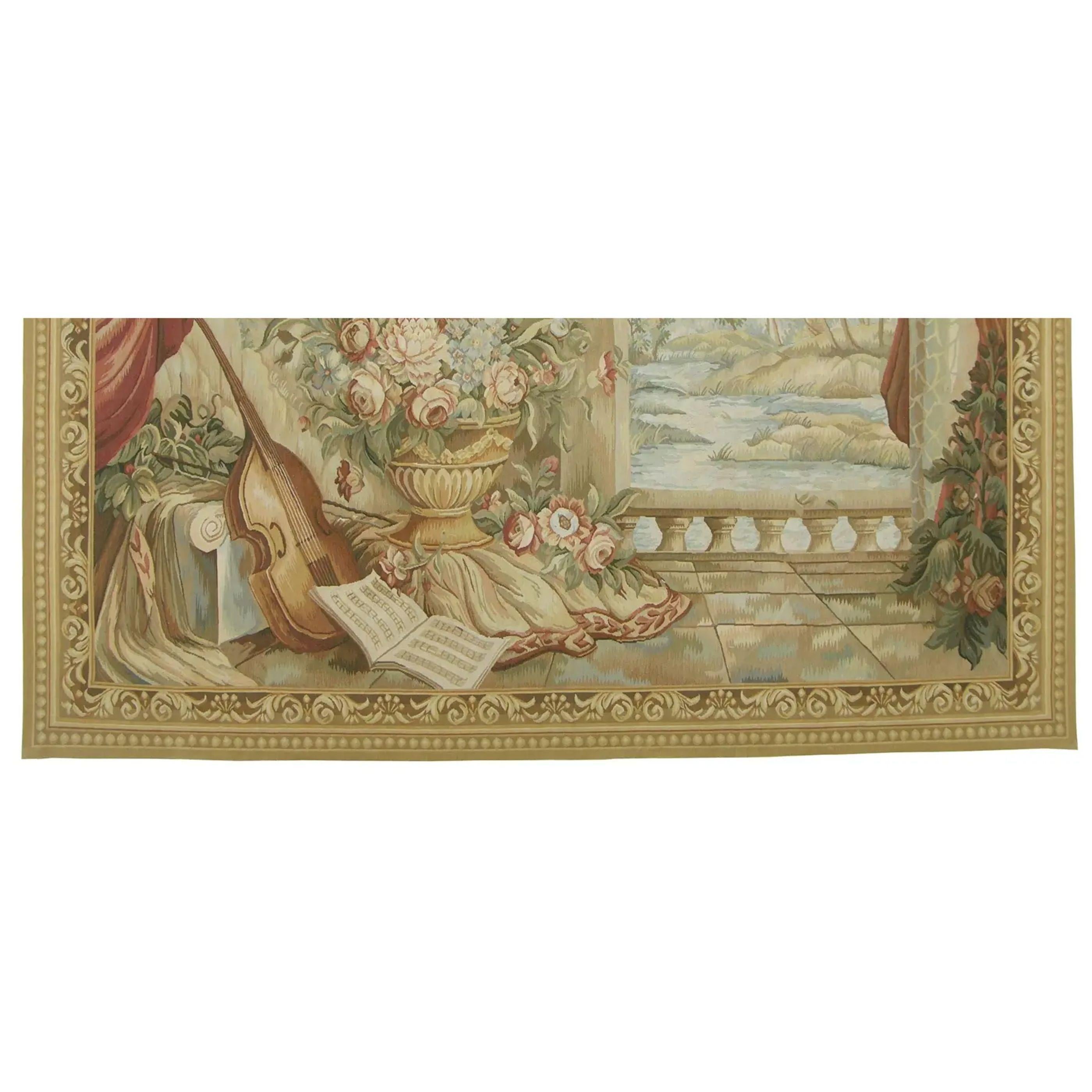 Vintage Wandteppich, der ein königliches Musikzimmer darstellt 6.10X5.8 (Unbekannt) im Angebot