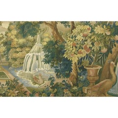 Vintage Tapestry Depicting A Secret Garden 6.5X6.1