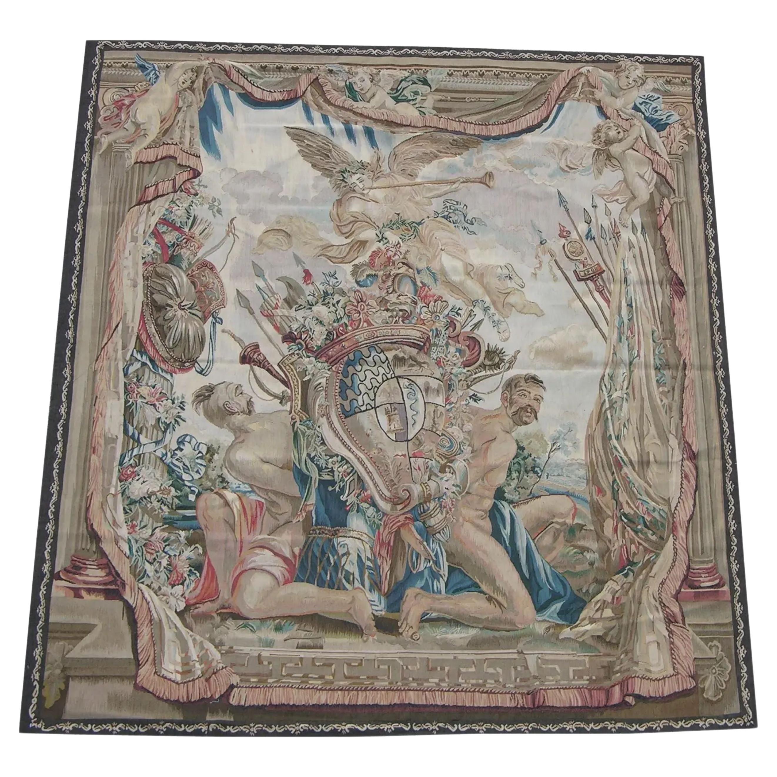 Vintage Tapestry Depicting Angel 6.7X5.6