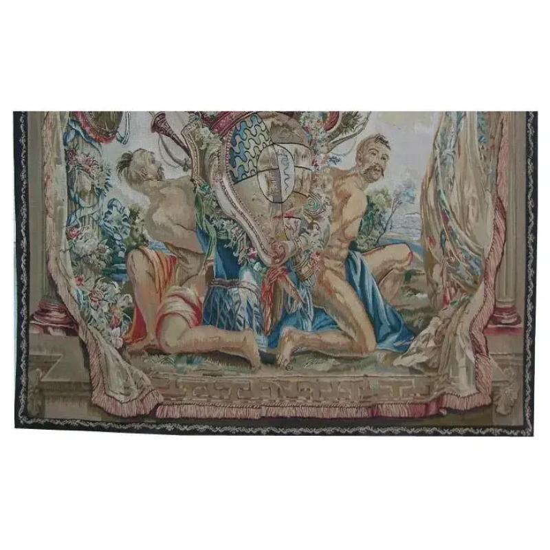 Wool Vintage Tapestry Depicting Angels 5.7X6.6 For Sale
