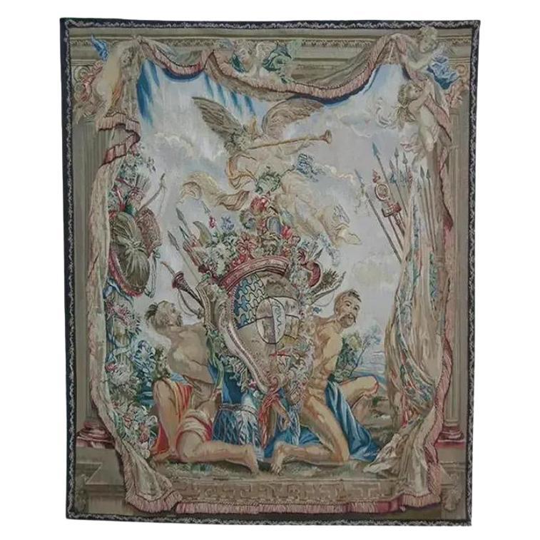 Vintage Tapestry Depicting Angels 5.7X6.6 For Sale