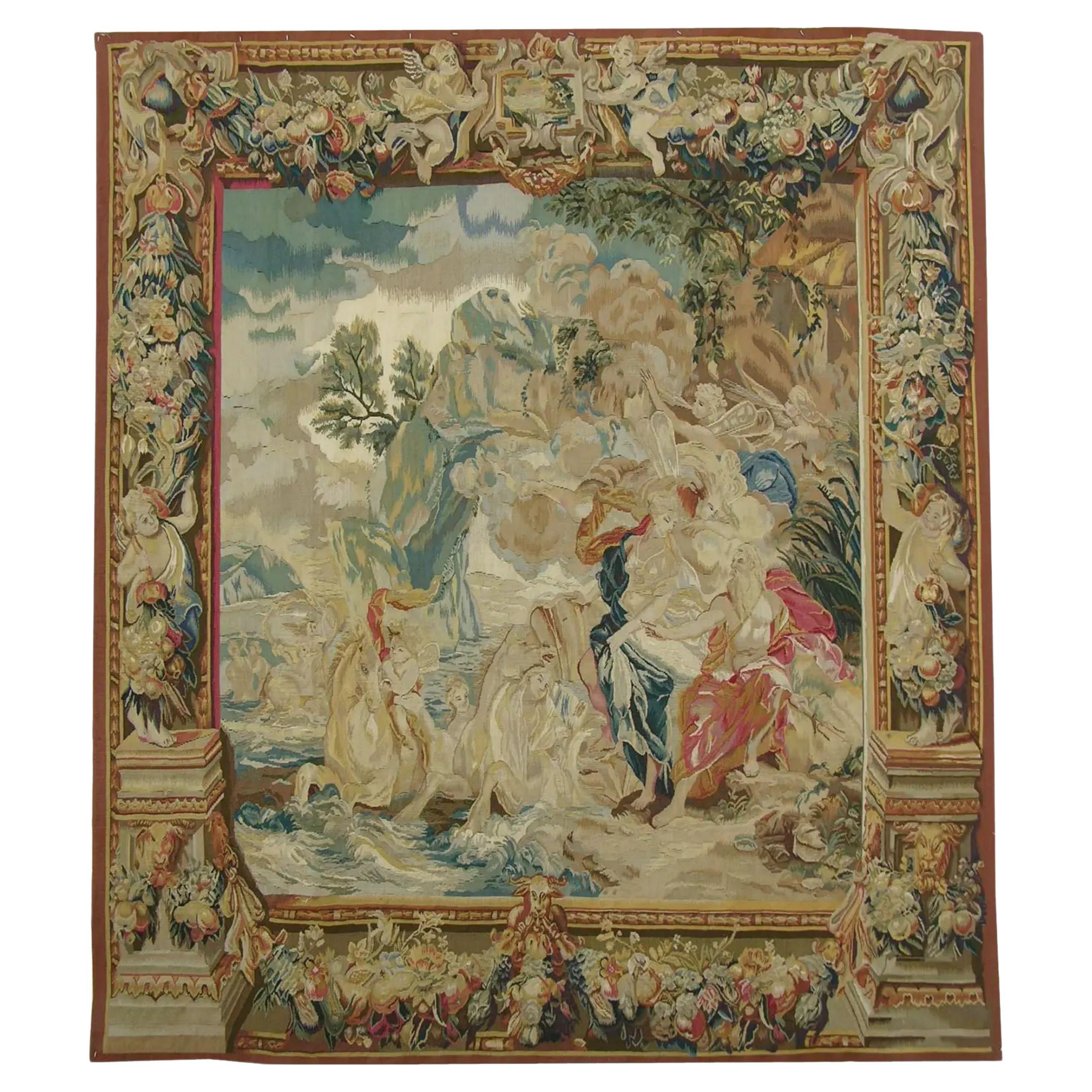 Vintage Tapestry Depicting Angels 6.8X5.10 For Sale