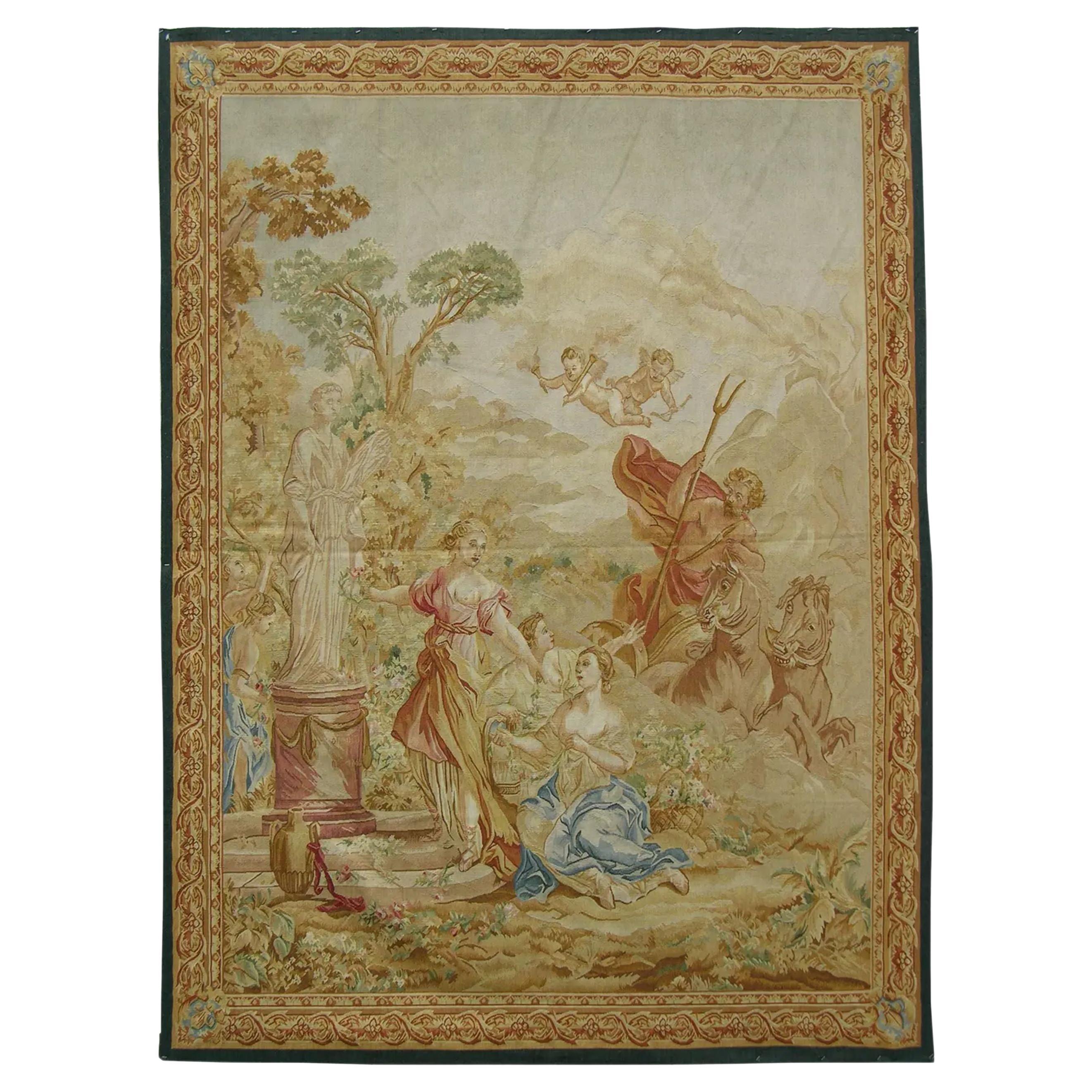 Vintage Tapestry Depicting Angels 7.2X5.4 For Sale