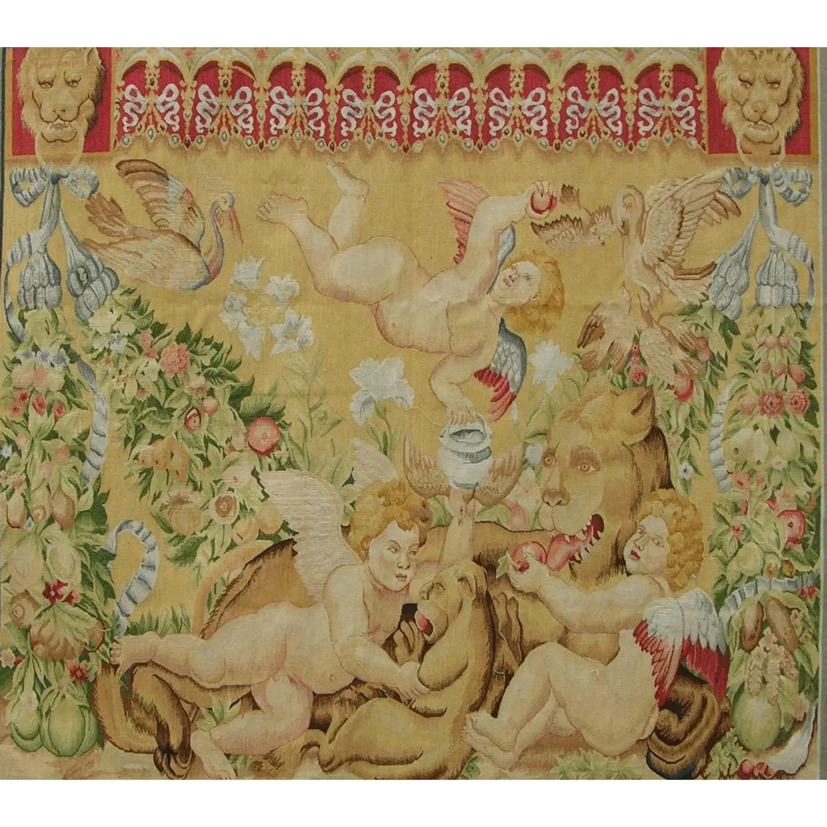 Empire Vintage Tapestry Depicting Angels 8.9 X 8.3 For Sale