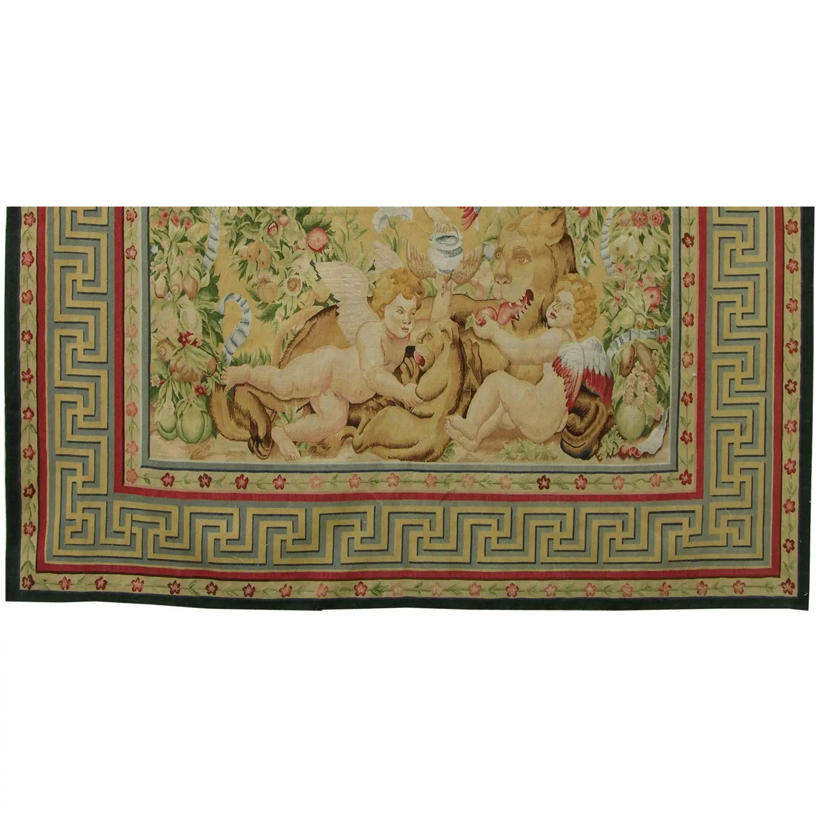 Unknown Vintage Tapestry Depicting Angels 8.9 X 8.3 For Sale