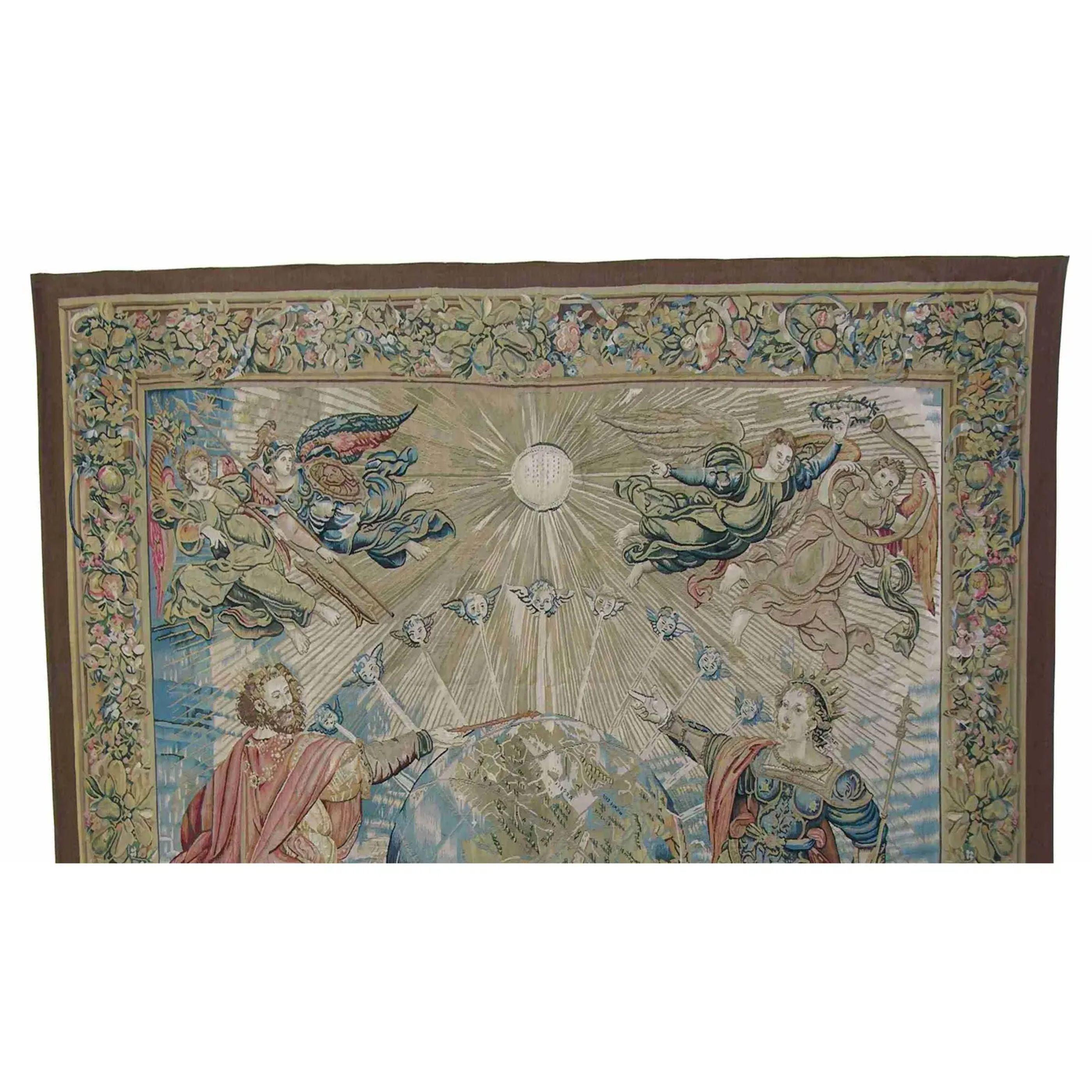 Wandteppich mit Engeln und königlichen Figuren, 8,2x7.0 (Empire) im Angebot