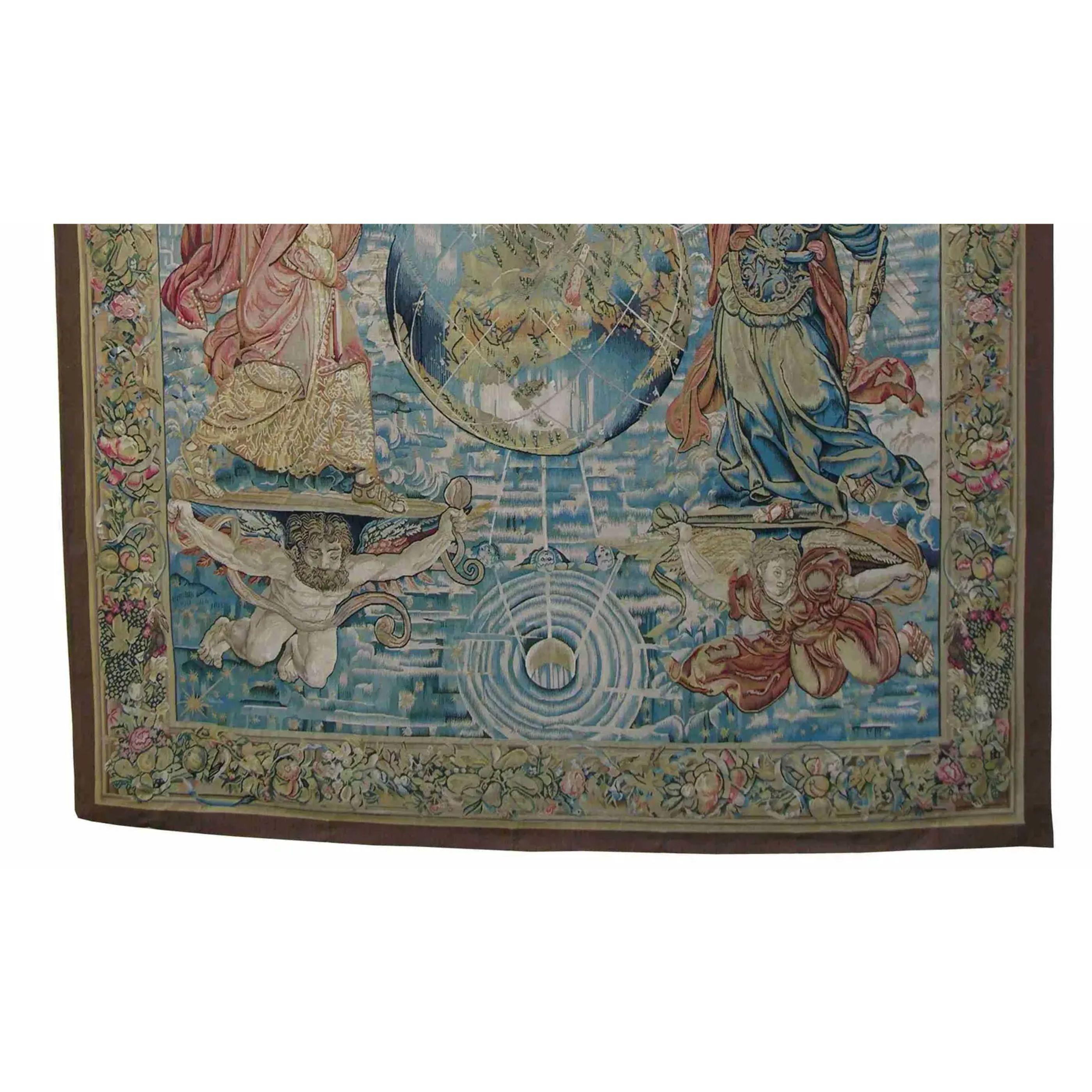 Unknown Vintage Tapestry Depicting Angels and Royal Figures 8.2X7.0 For Sale