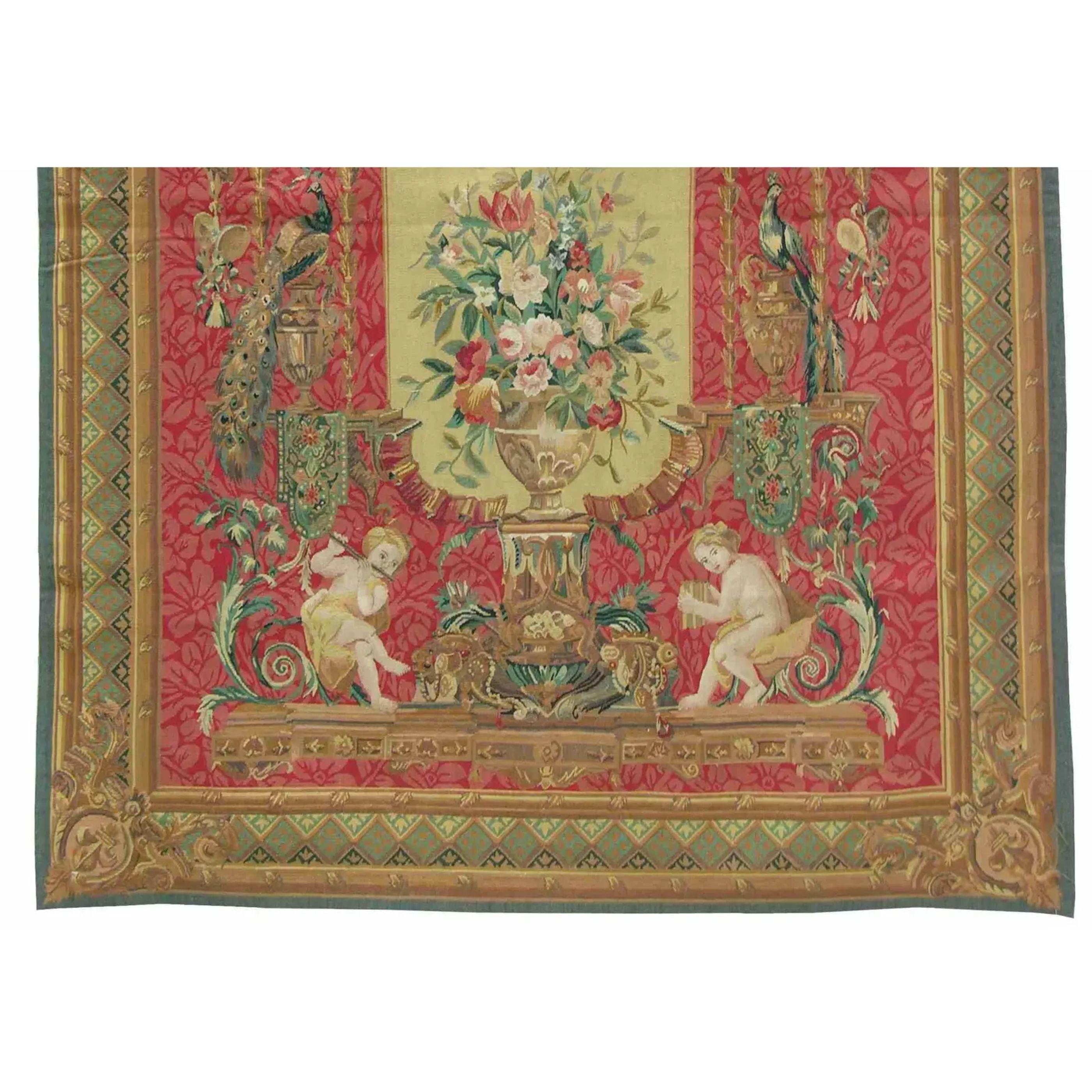 Empire Vintage Tapestry Depicting Children Playing Music 6.0X4.6 For Sale