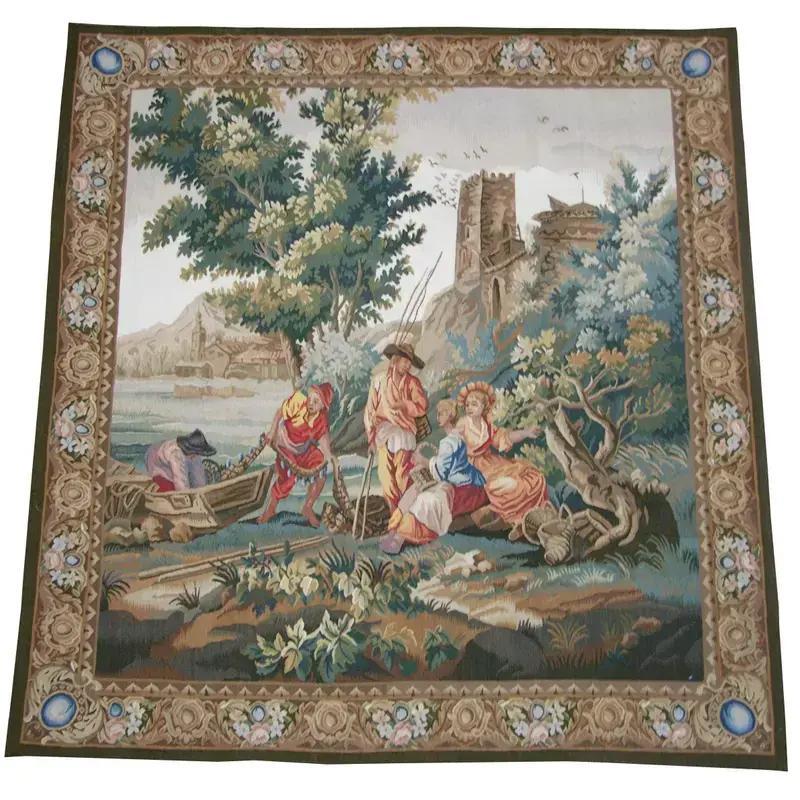Unknown Vintage Tapestry Depicting Farmers 6X5.6 For Sale