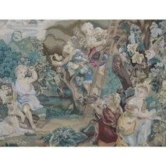 Vintage Tapestry Depicting Grape Harvest 7.8X4.11