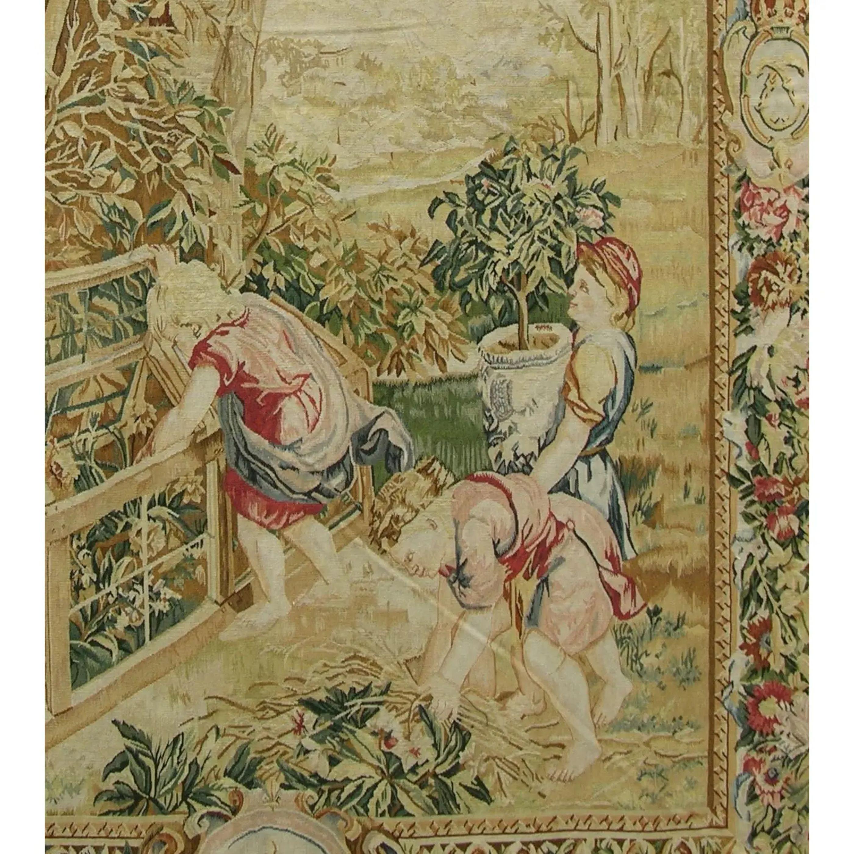 Unknown Vintage Tapestry Depicting Greenhouse 7.3X5.0 For Sale
