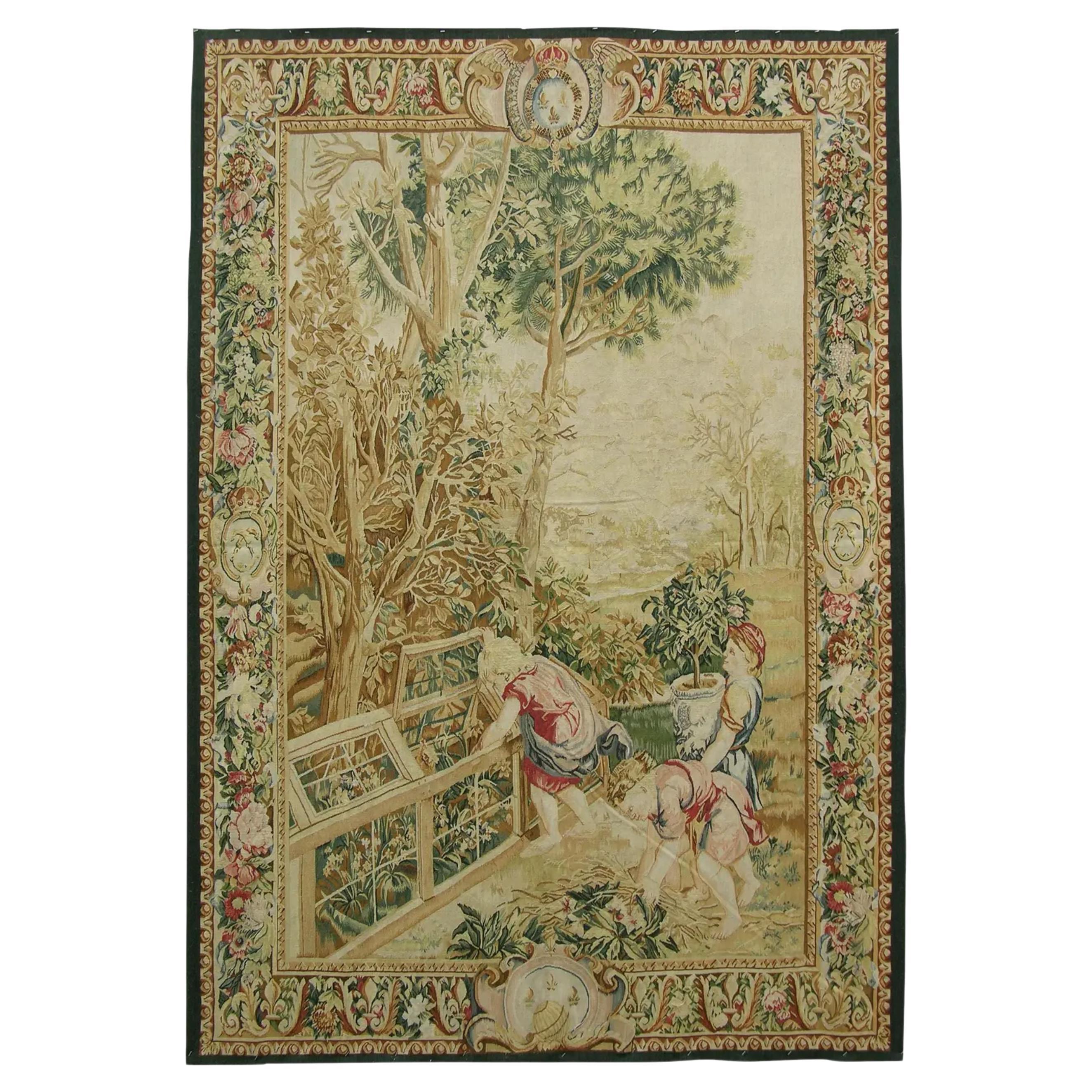 Vintage Tapestry Depicting Greenhouse 7.3X5.0 For Sale