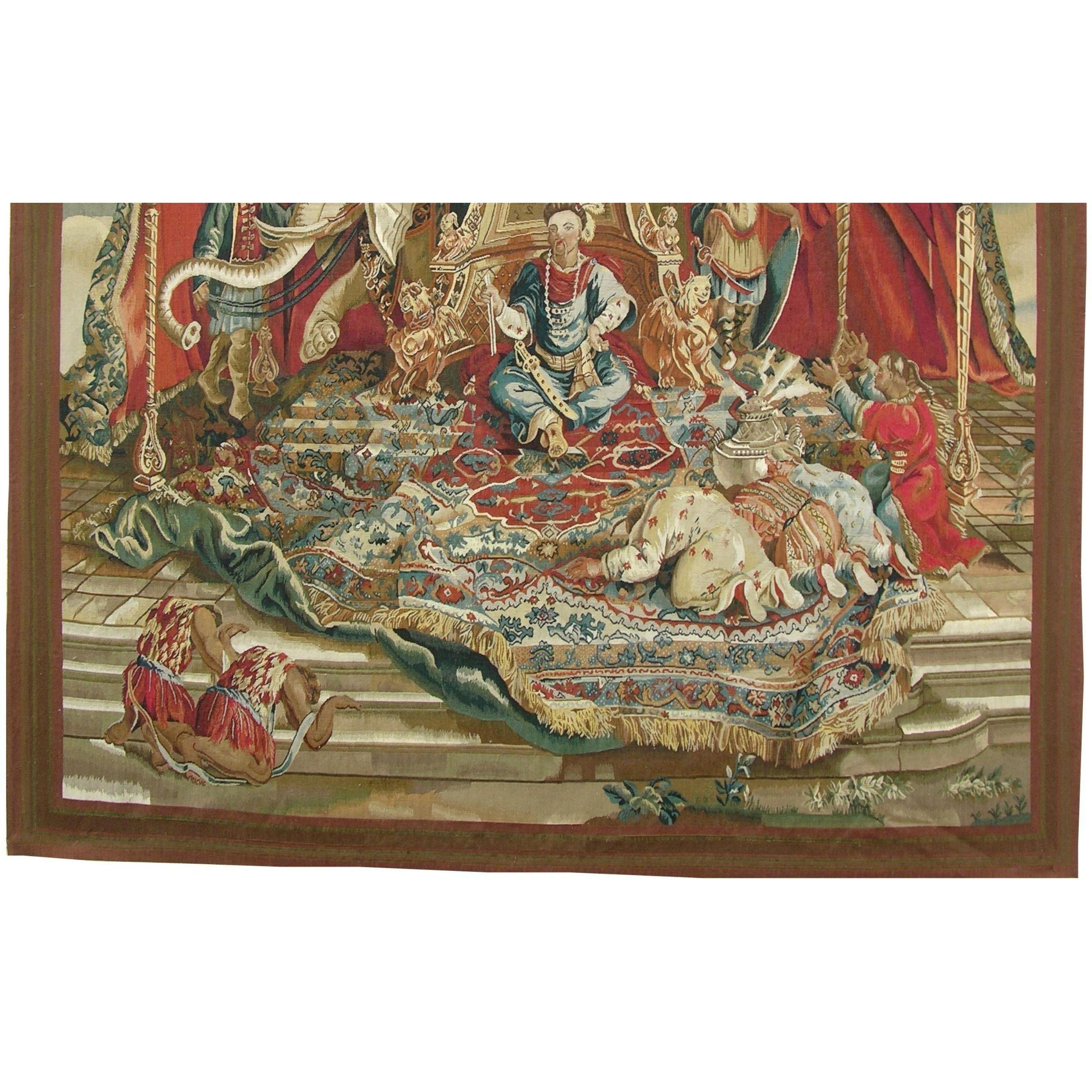 Unknown Vintage Tapestry Depicting King on the Throne 7'9