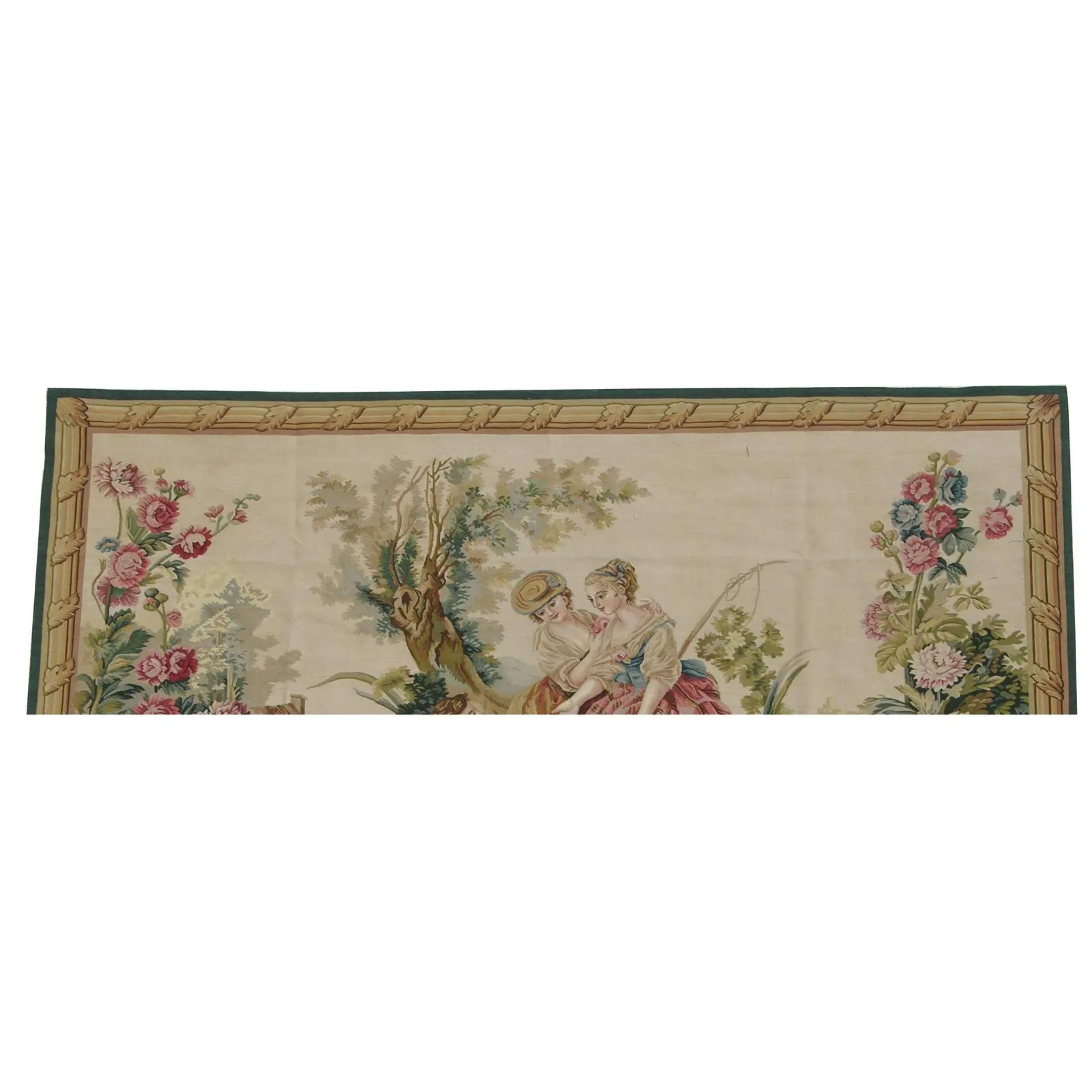 Empire Vintage Tapestry Depicting Outdoor Scene 7.1X5 For Sale