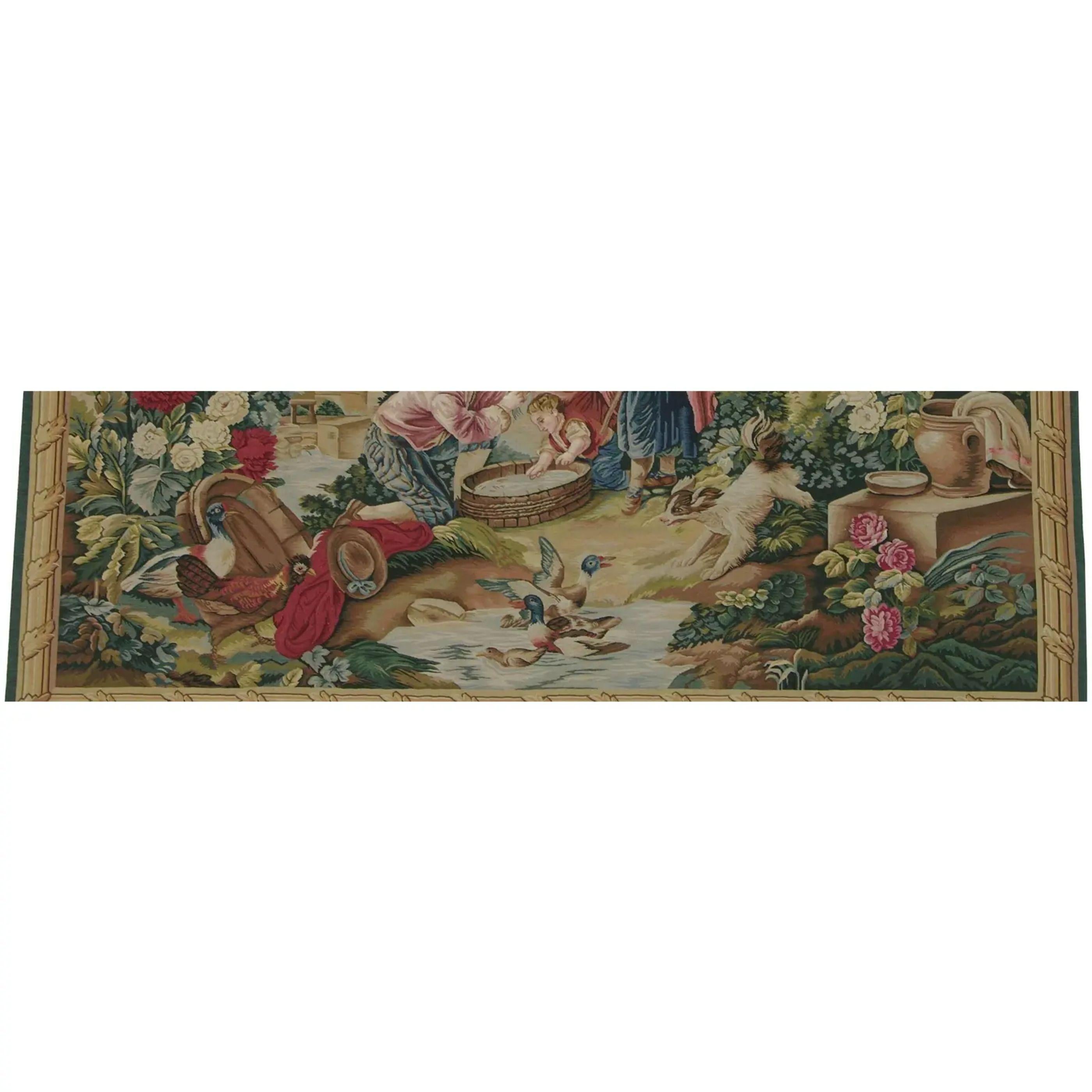 Unknown Vintage Tapestry Depicting Outdoor Scene 7.1X5 For Sale