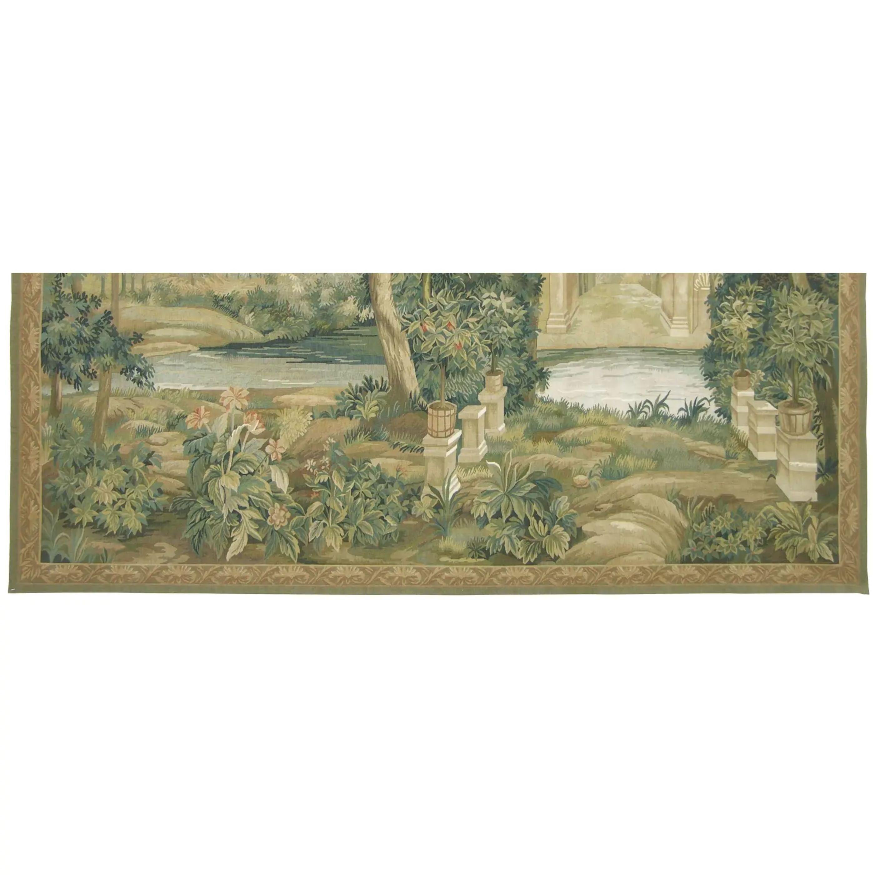 Unknown Vintage Tapestry Depicting River and Trees 6.4X5.0 For Sale