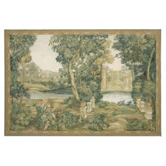 Vintage Tapestry Depicting River and Trees 6.4X5.0