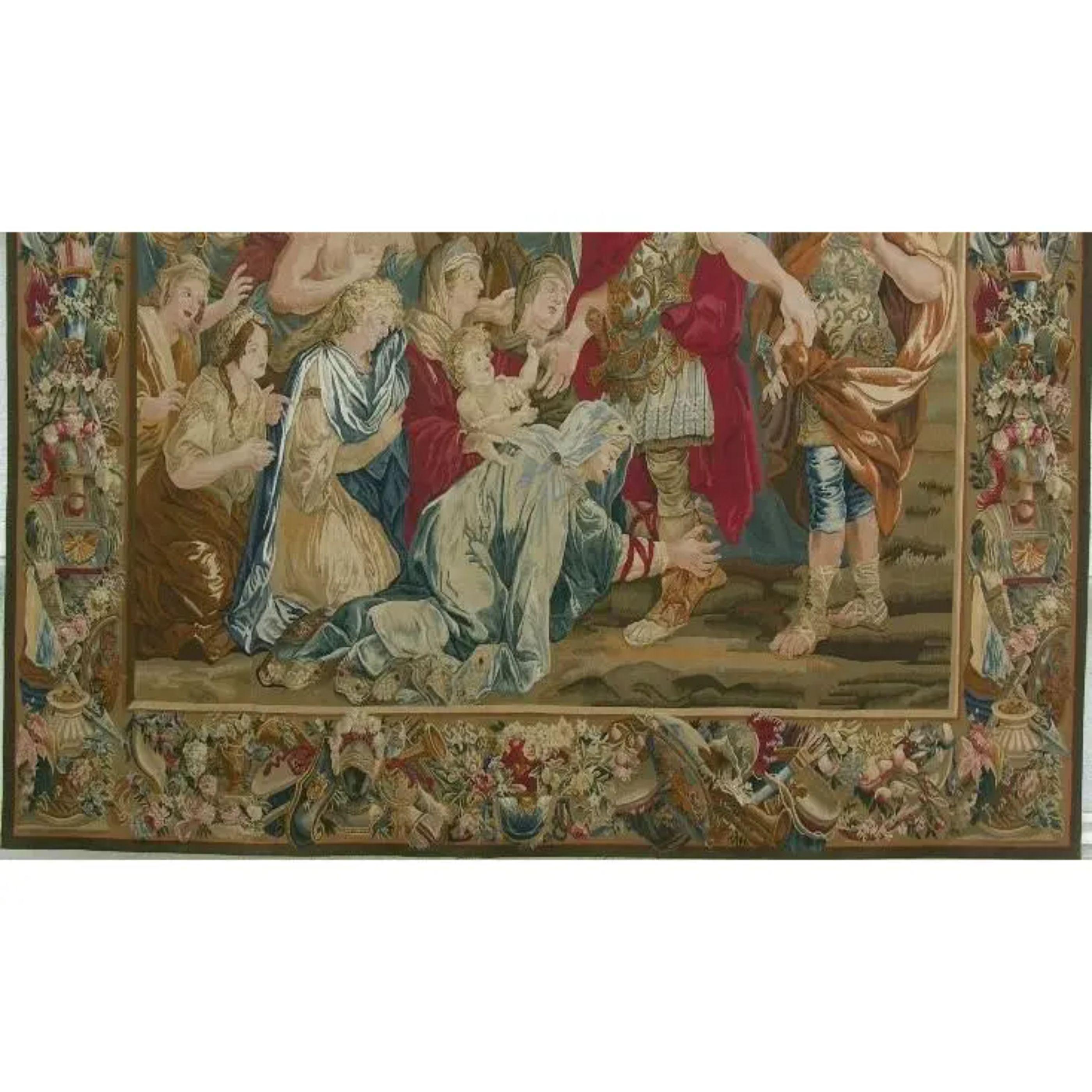 Unknown Vintage Tapestry Depicting Royal Commanders 7.1X6.10 For Sale