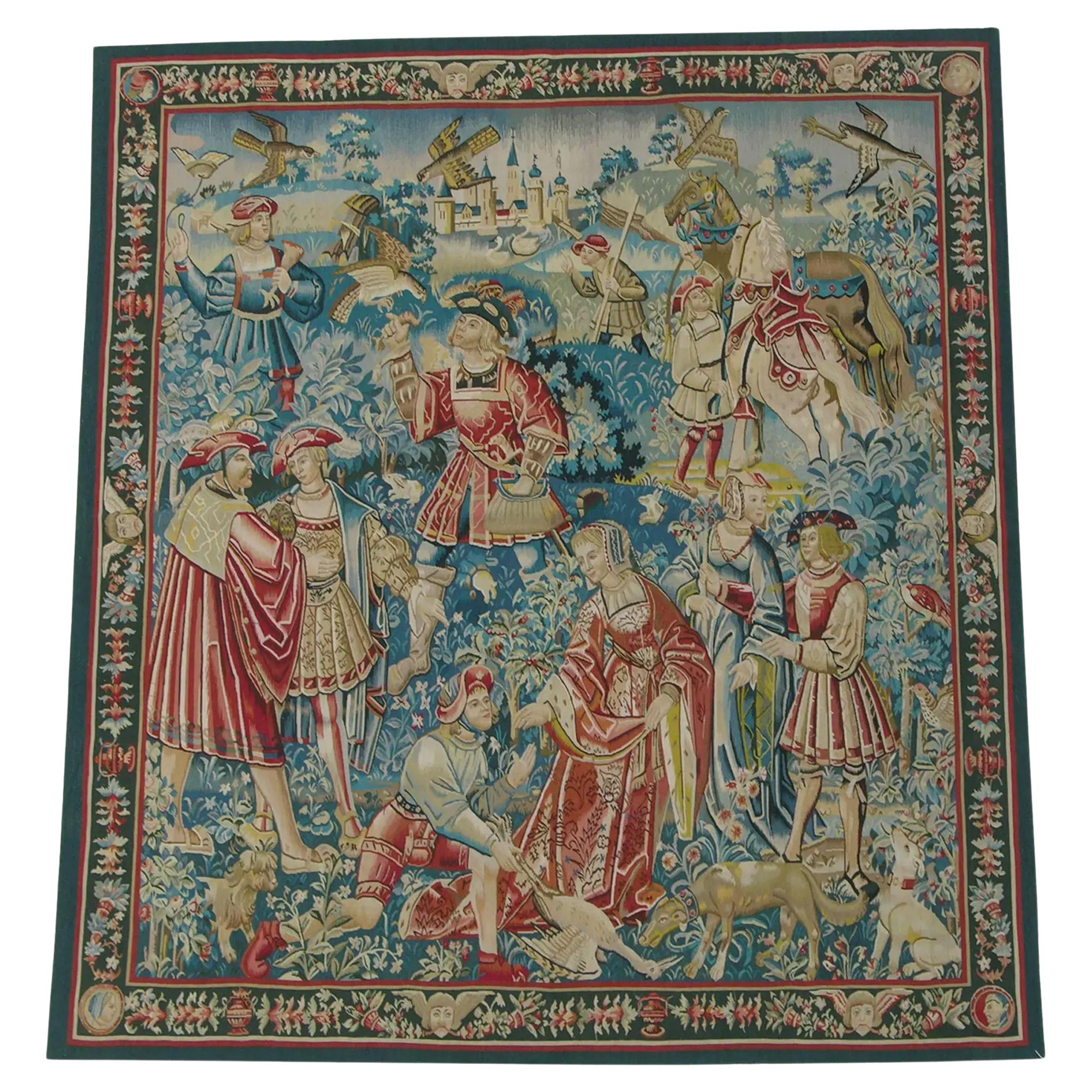 Vintage-Wandteppich mit königlichen Figuren, 6,11X6 im Angebot